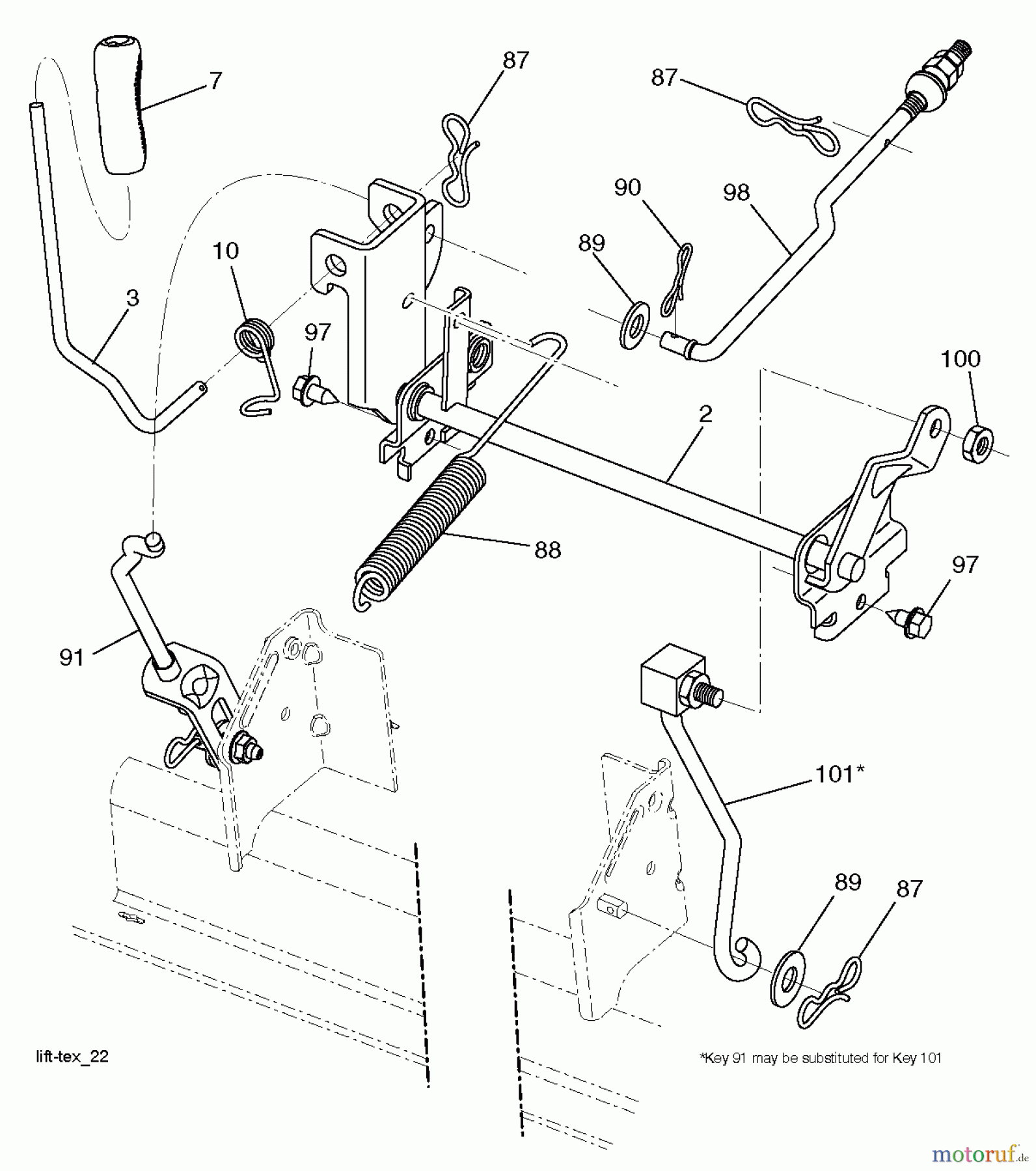 Poulan / Weed Eater Rasen und Gartentraktoren XT195H42LT (96042012101) - Poulan XT Lawn Tractor (2011-04) MOWER LIFT LEVER