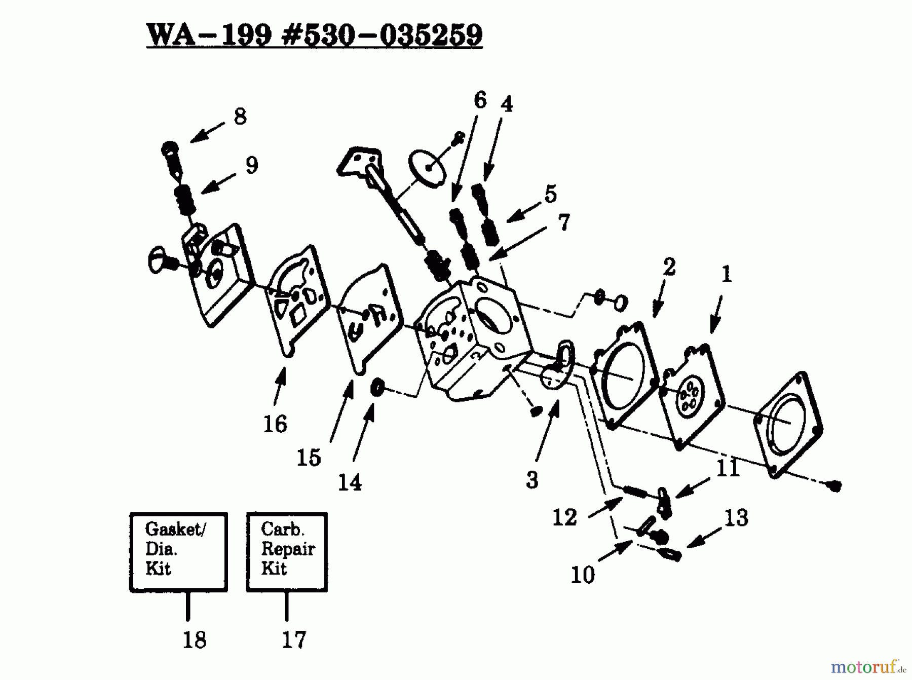  Poulan / Weed Eater Motorsensen, Trimmer PP114 - Poulan Pro String Trimmer CARBURETOR WA-199