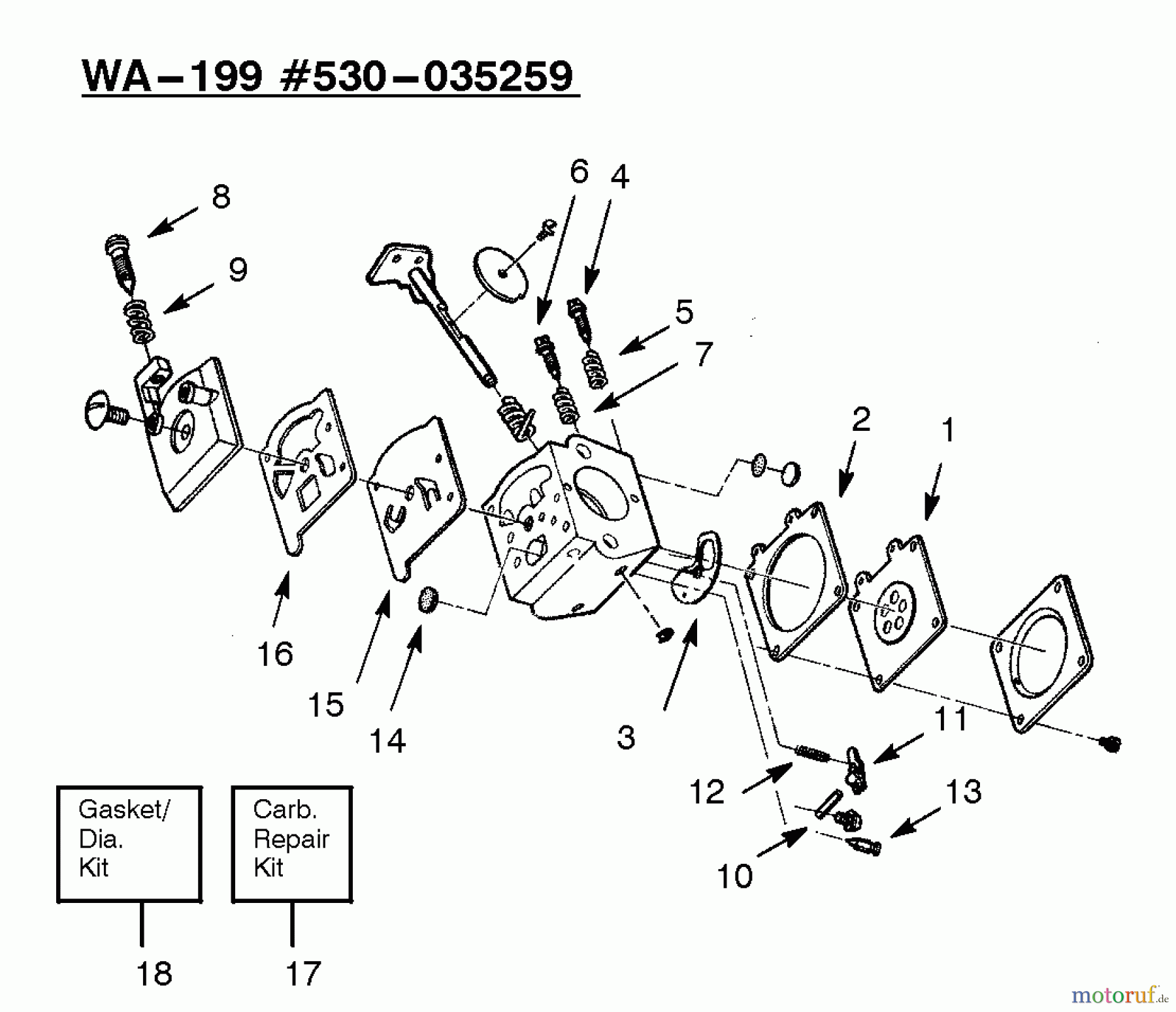  Poulan / Weed Eater Motorsensen, Trimmer XT50 - Weed Eater String Trimmer Carburetor Assembly WA-199