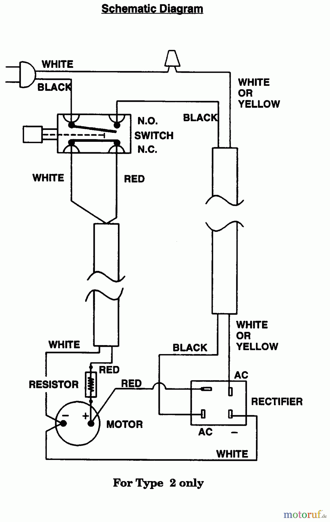  Poulan / Weed Eater Kantenschneider E150BT - Weed Eater Electric Edger SCHEMATIC DIAGRAM - TYPE 2 ONLY