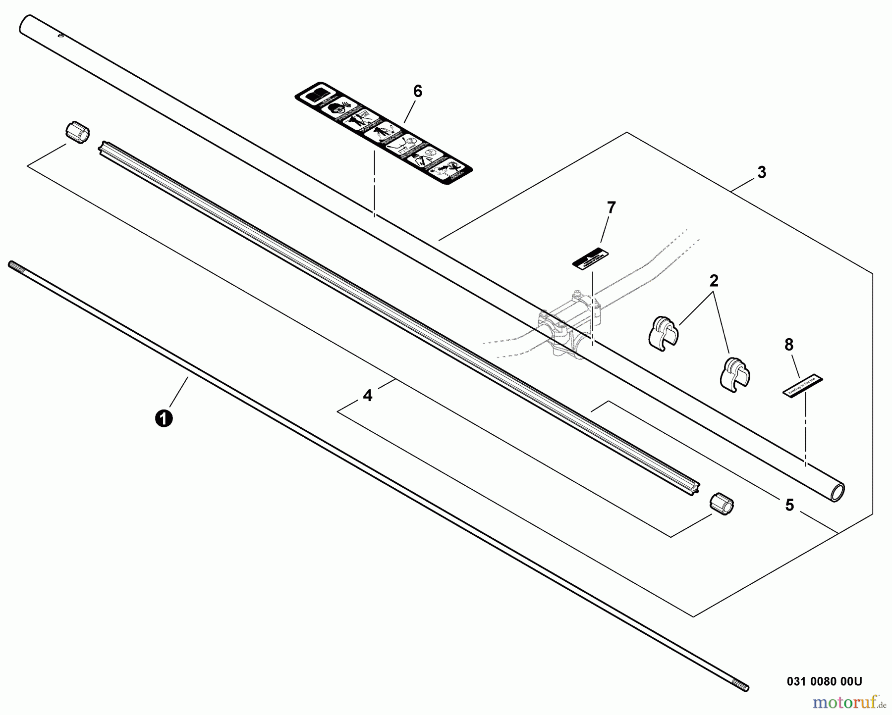  Shindaiwa Trimmer, Faden / Bürste C254 - Shindaiwa String Trimmer / Brush Cutter, S/N: T10512001001 - T1051299 Driveshaft, Main Pipe Assembly