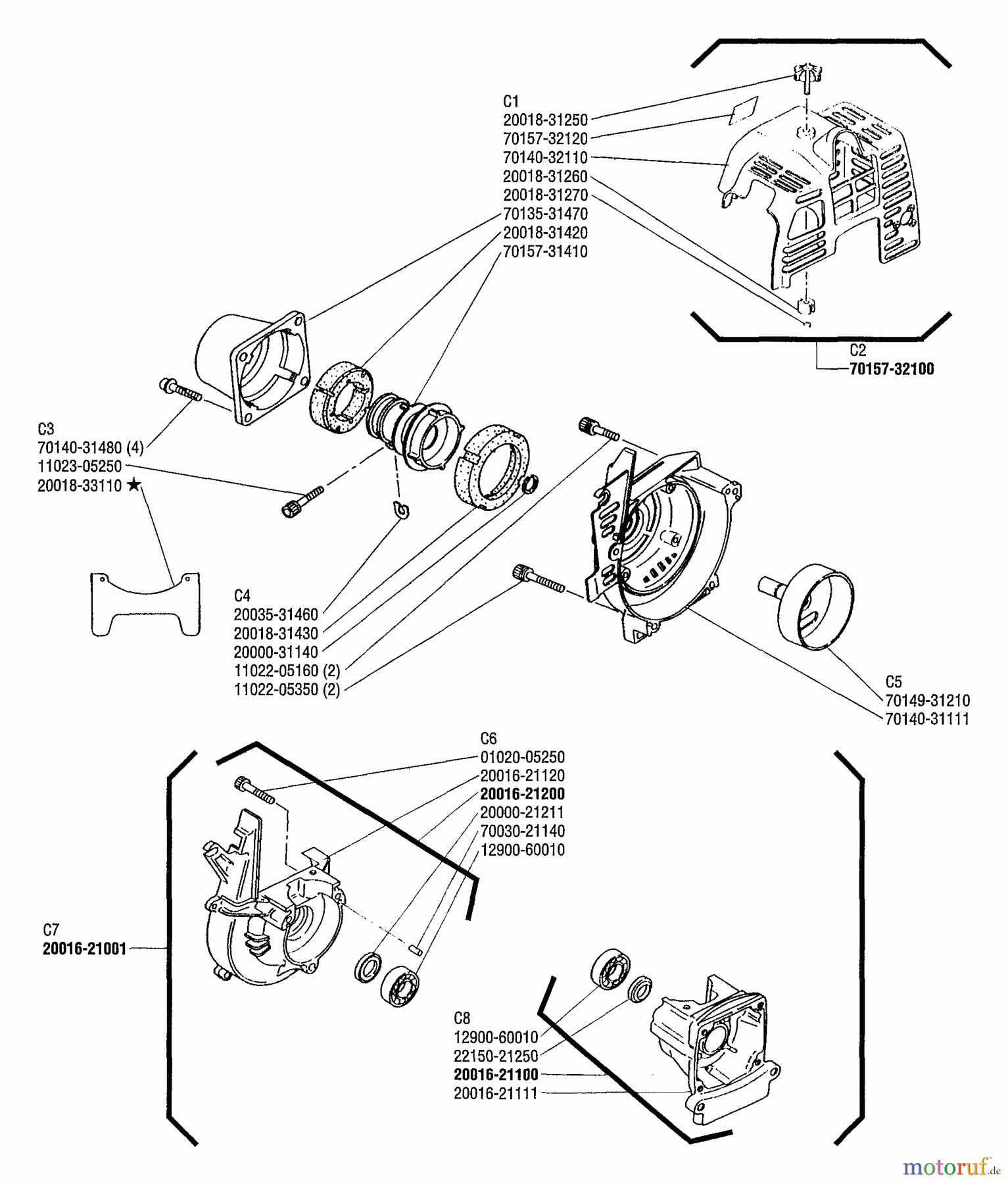  Shindaiwa Trimmer, Faden / Bürste F230 - Shindaiwa String Trimmer Fan Cover, Crank Case S, Crank Case M, Cylinder Cover