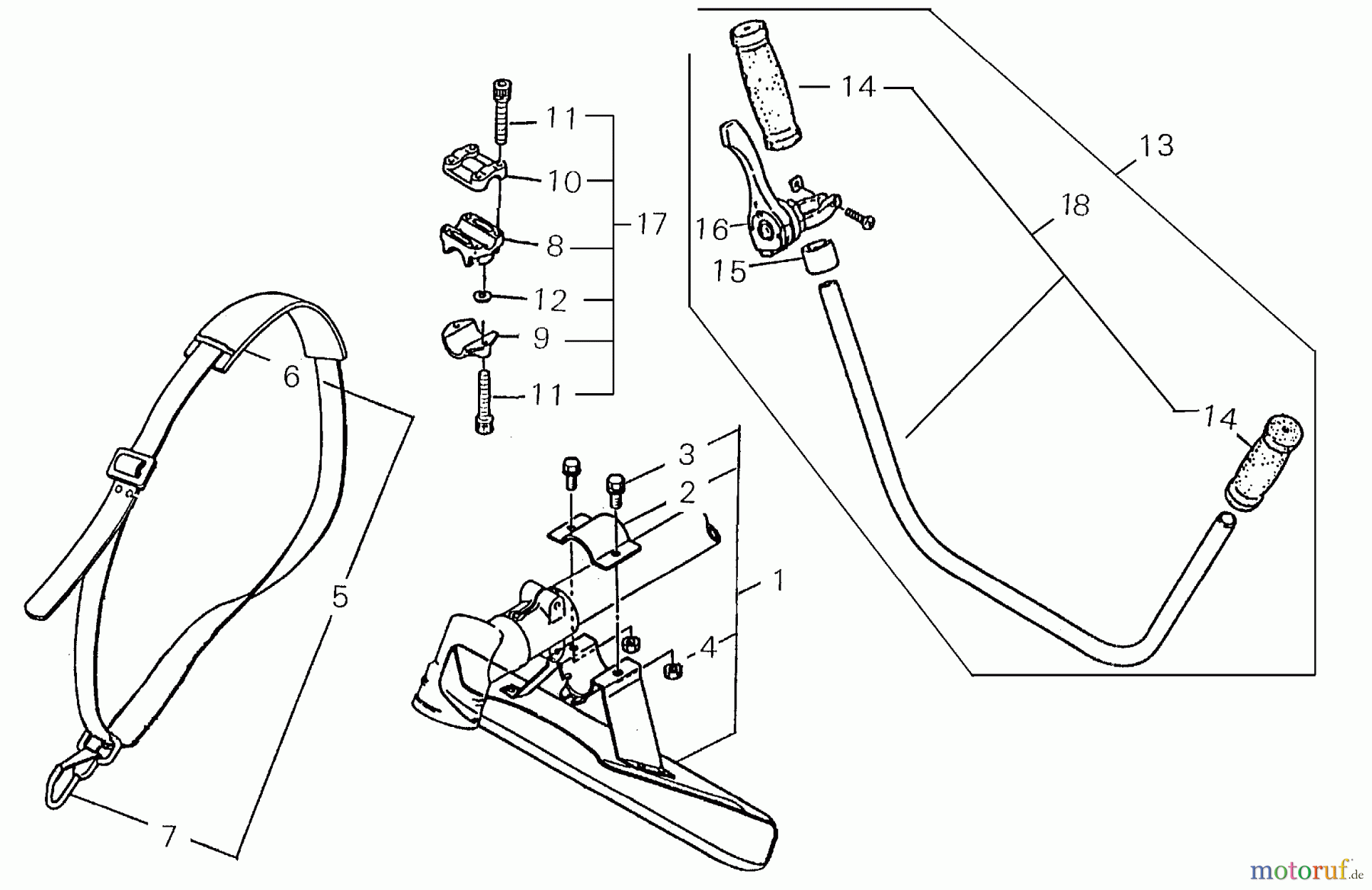  Shindaiwa Trimmer, Faden / Bürste R35F - Shindaiwa String Trimmer / Brush Cutter Handlebar / Debris Shield / Harness