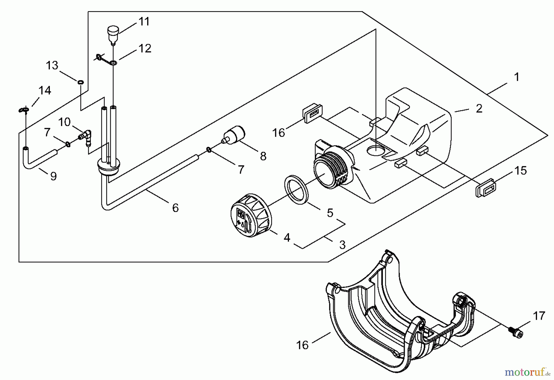 Shindaiwa Trimmer, Faden / Bürste T230XR EMC - Shindaiwa String Trimmer, S/N: 36005665 - 36007144 Fuel Tank