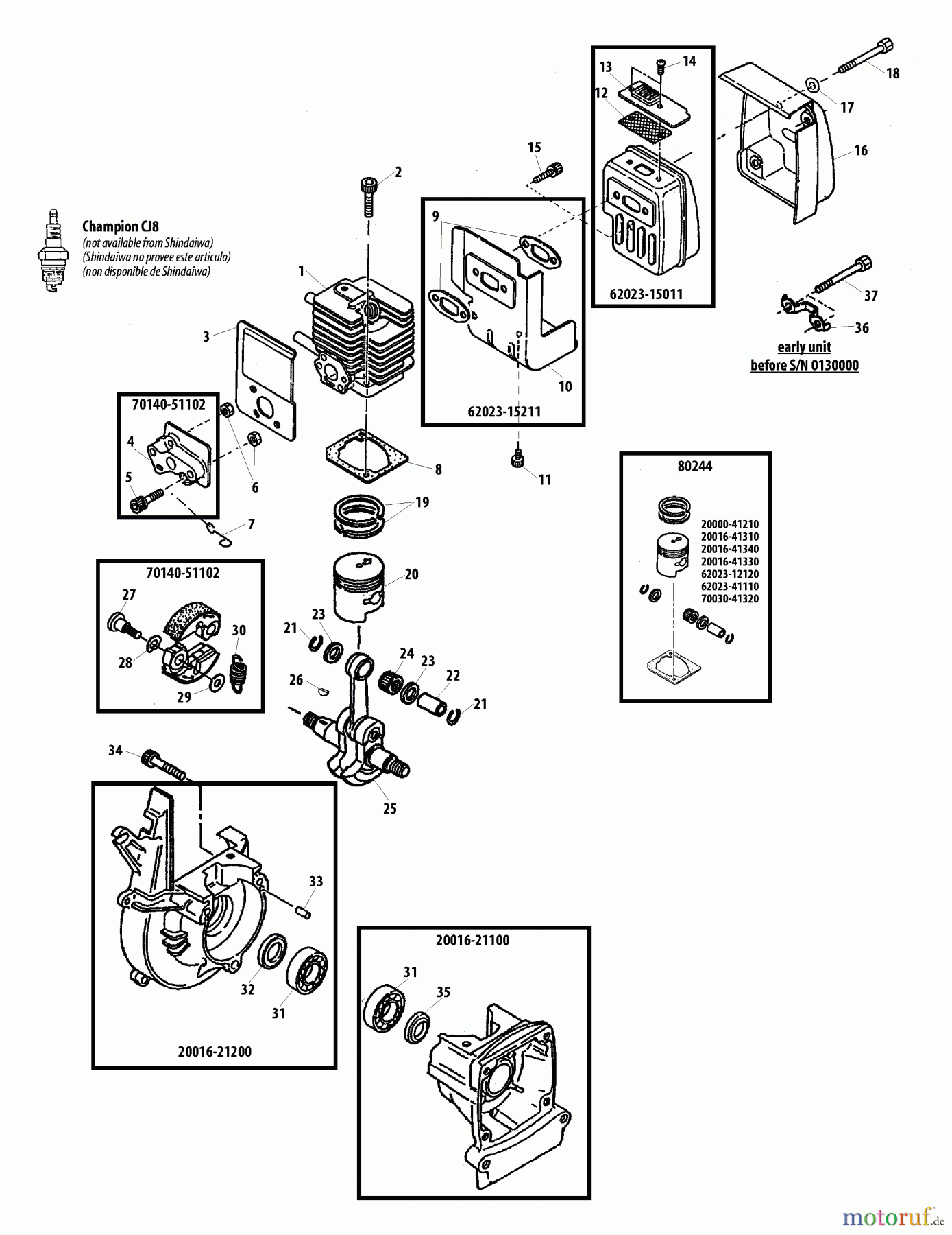  Shindaiwa Trimmer, Faden / Bürste T231 - Shindaiwa String Trimmer Crankcase, Cylinder, Muffler