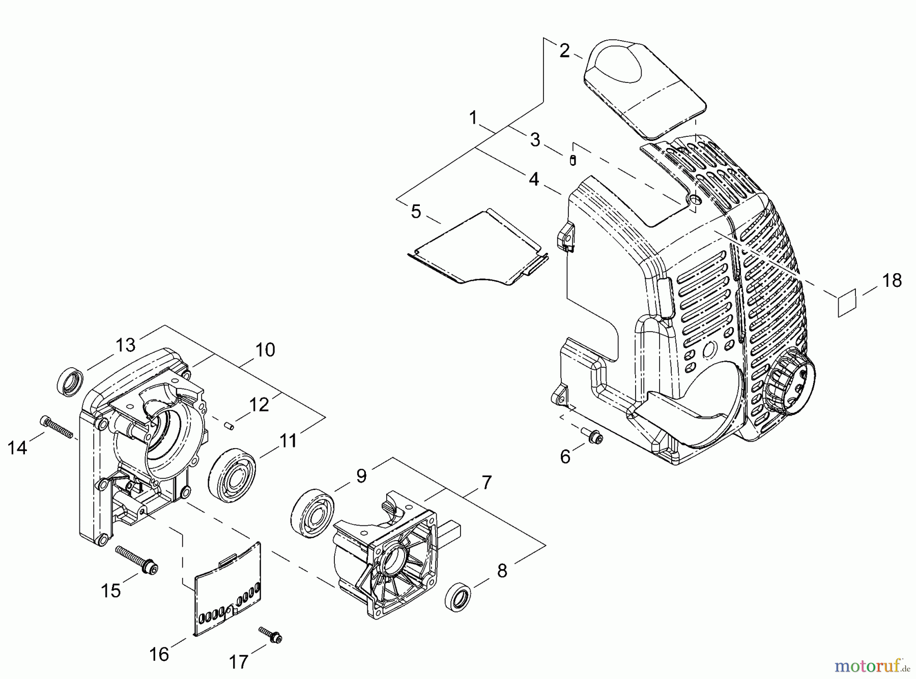  Shindaiwa Bläser / Sauger / Häcksler / Mulchgeräte EB802 - Shindaiwa Back Pack Blower Crankcase, Engine Cover