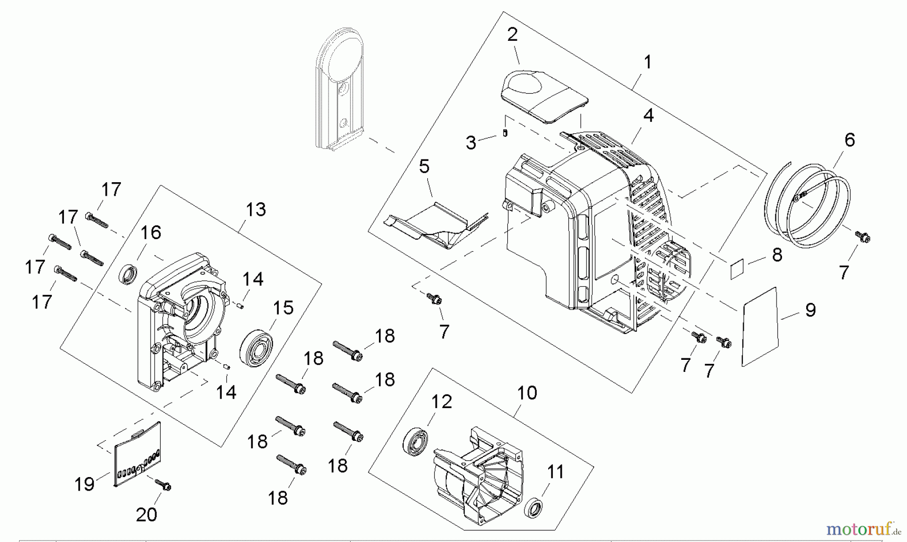  Shindaiwa Bläser / Sauger / Häcksler / Mulchgeräte EB8520 - Shindaiwa Back Pack Blower Crankcase, Engine Cover