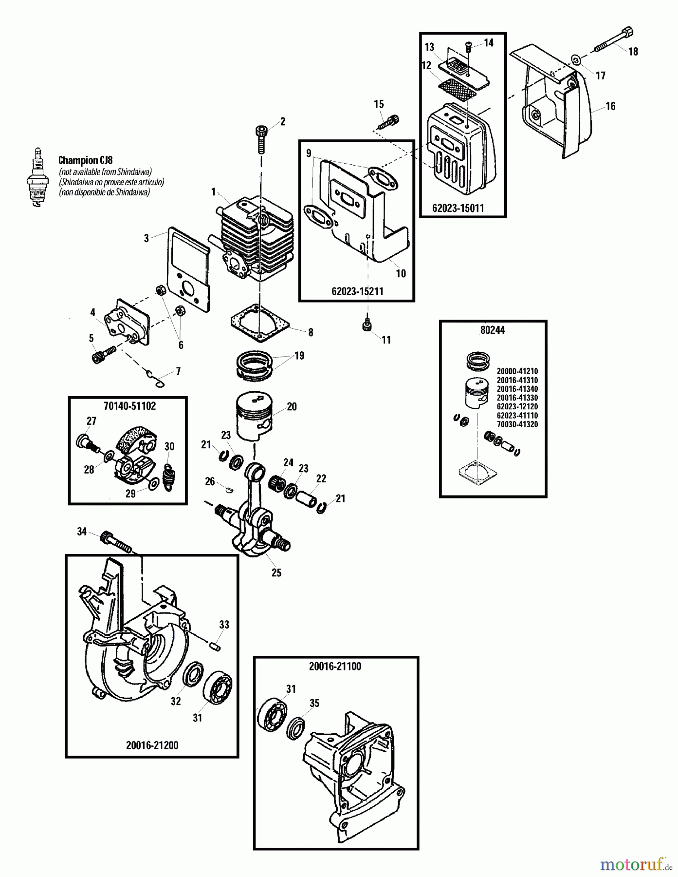  Shindaiwa Heckenscheren AH231 - Shindaiwa Articulating Hedge Trimmer Crankcase, Clyinder, Muffler