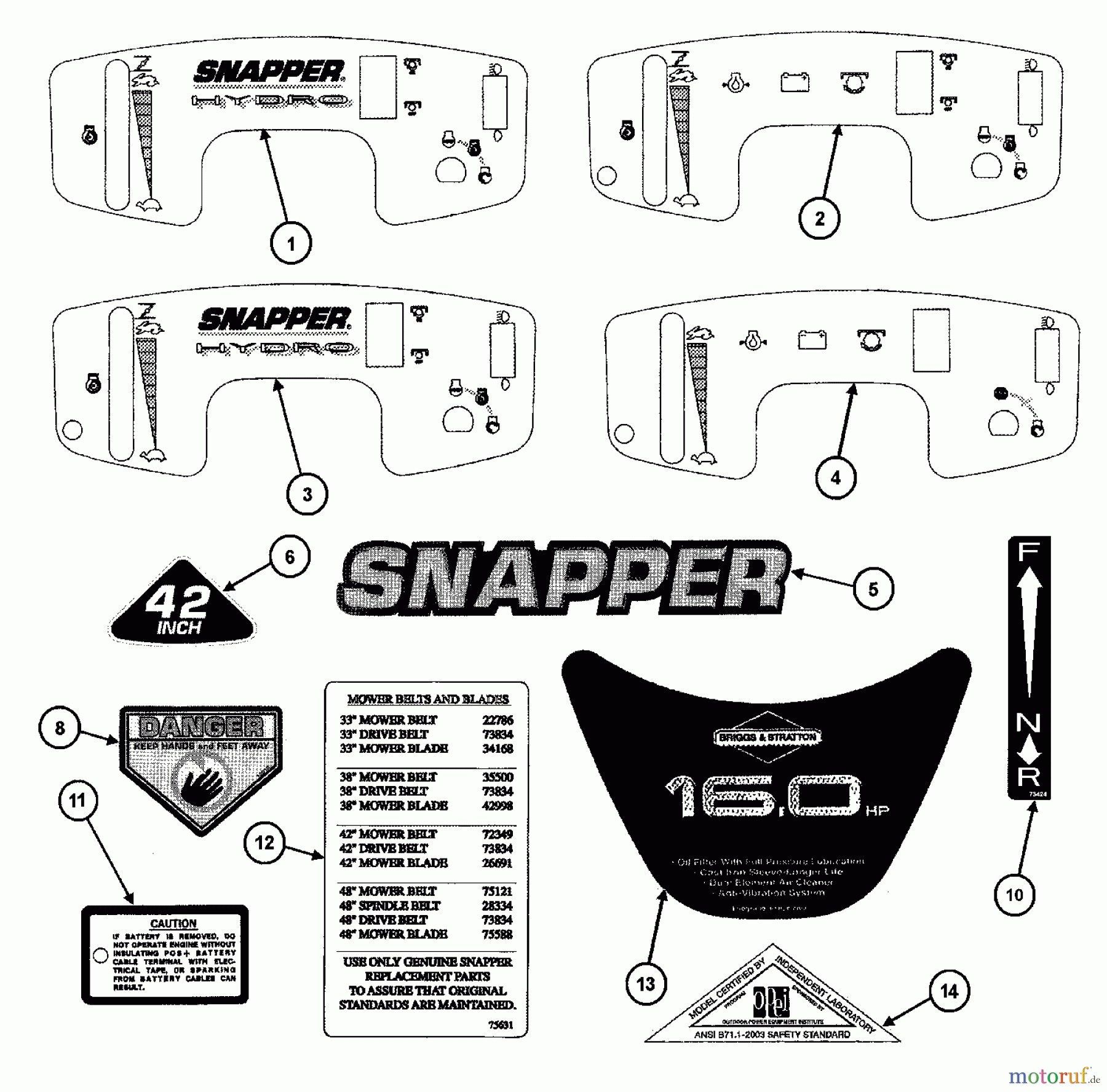  Snapper Rasen- und Gartentraktoren WLT160H42HBV (84728) - Snapper 42