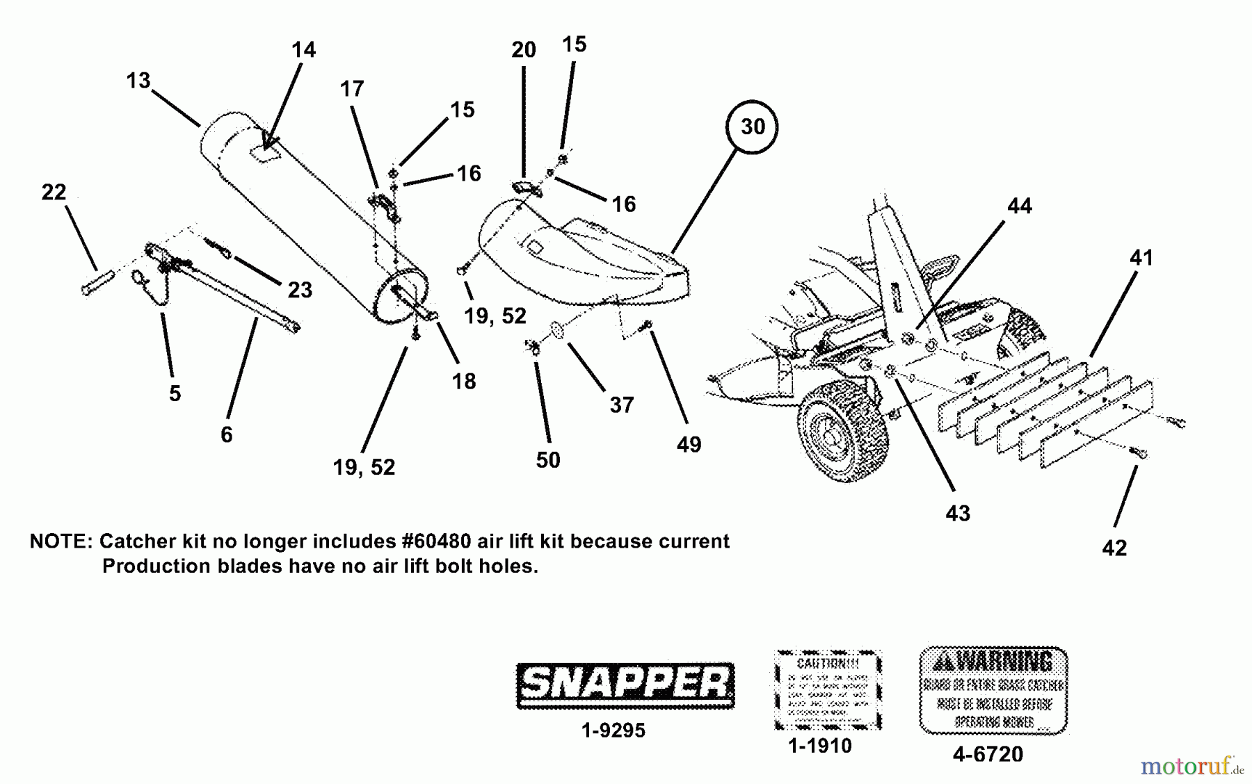  Snapper Zubehör. Rasenmäher 7063281 - Snapper Twin Bag Catcher, 28