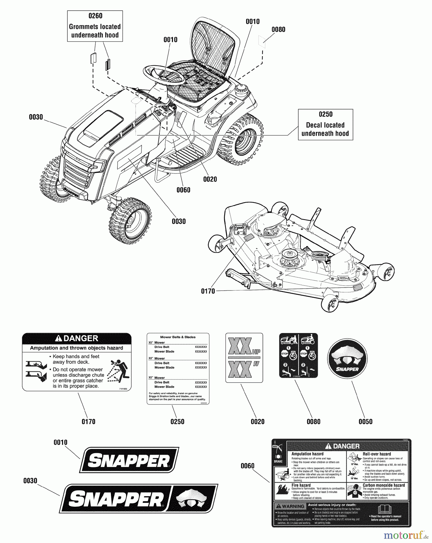  Snapper Rasen- und Gartentraktoren LT2452 (2690980A/130.280121) - Snapper 52