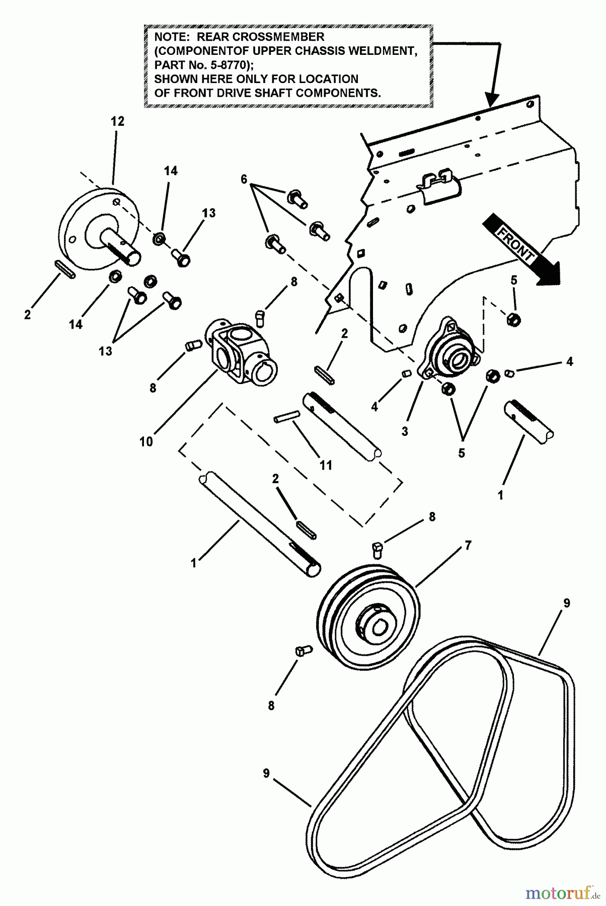  Snapper Nullwendekreismäher, Zero-Turn EZF2101DKU - Snapper 21 HP Zero-Turn Mower, Kubota, Out Front, Z-Rider Series 1 Front Drive Shaft Assembly