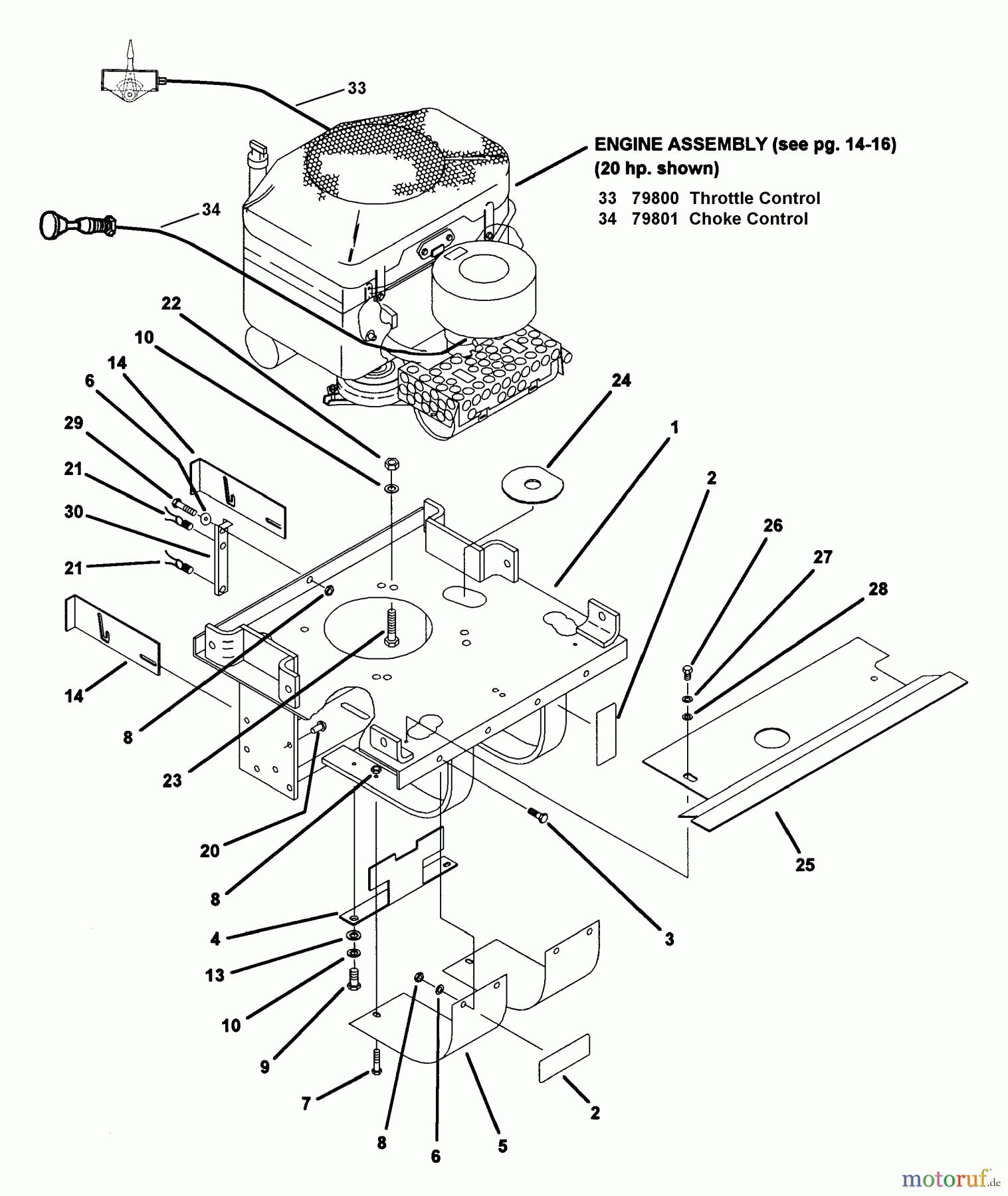  Snapper Nullwendekreismäher, Zero-Turn Z2002K (80186) - Snapper 20 HP Zero-Turn Mower, Hydro Drive, ZTR Series 2 Motor Mount Assembly (Part 2)