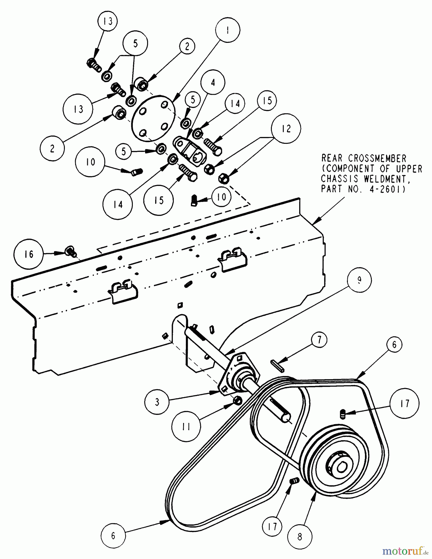  Snapper Nullwendekreismäher, Zero-Turn ZF2500K (82517) - Snapper 25 HP Zero-Turn Mower, Out Front, Z-Rider Series 0 Upper Drive Shaft Assembly
