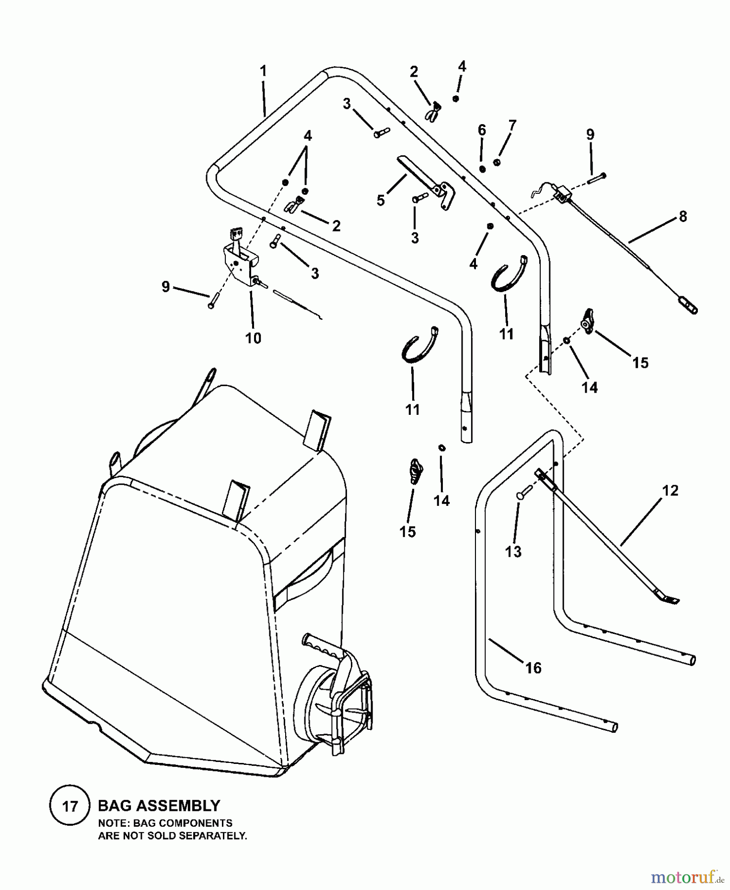 Snapper Sonstiges SV25650B (7085687) - Snapper 6.5 HP Push Vacuum Series 0 HANDLES, CONTROLS, BAG