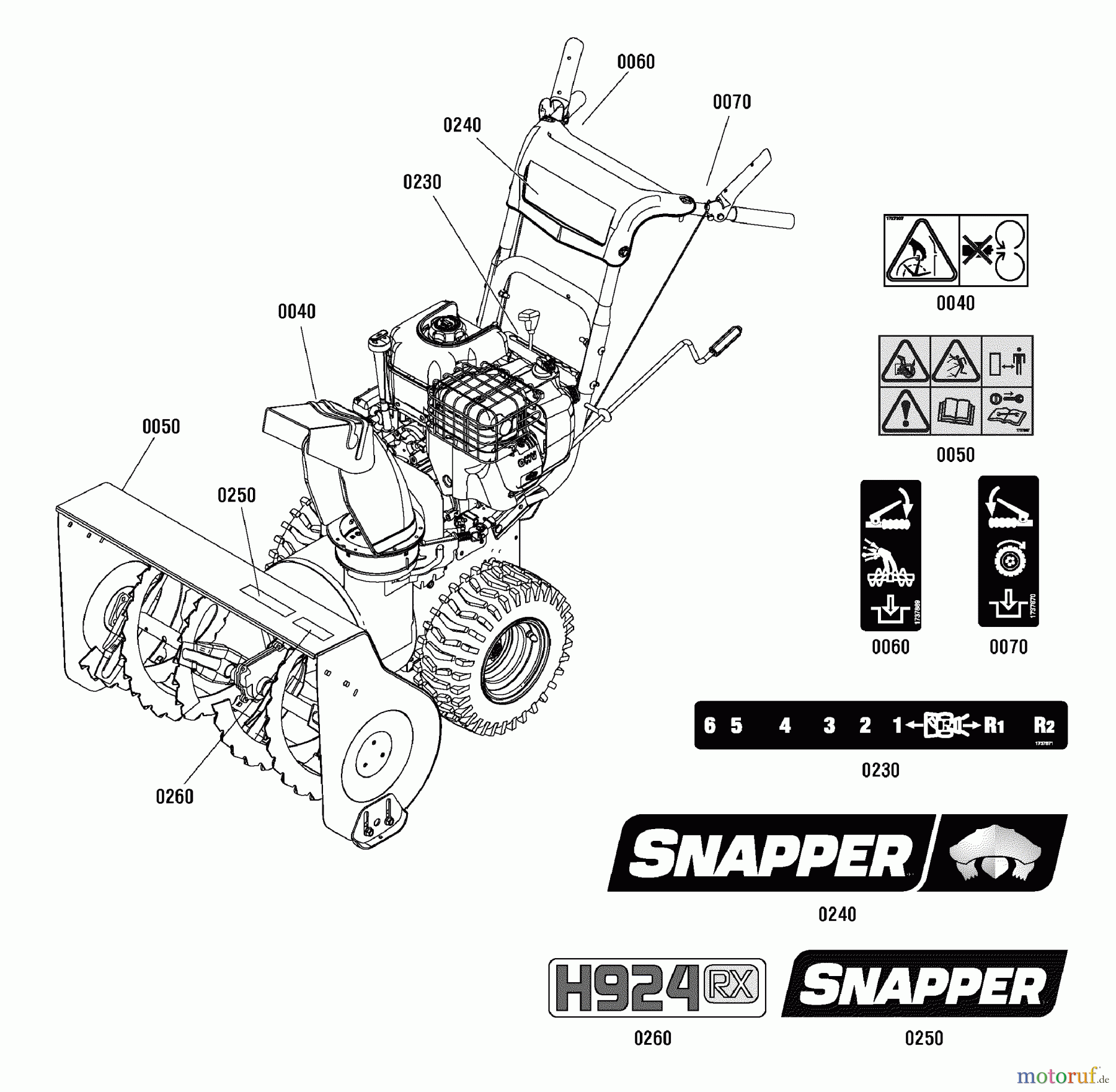  Snapper Schneefräsen H924RX (1696008) - Snapper 24