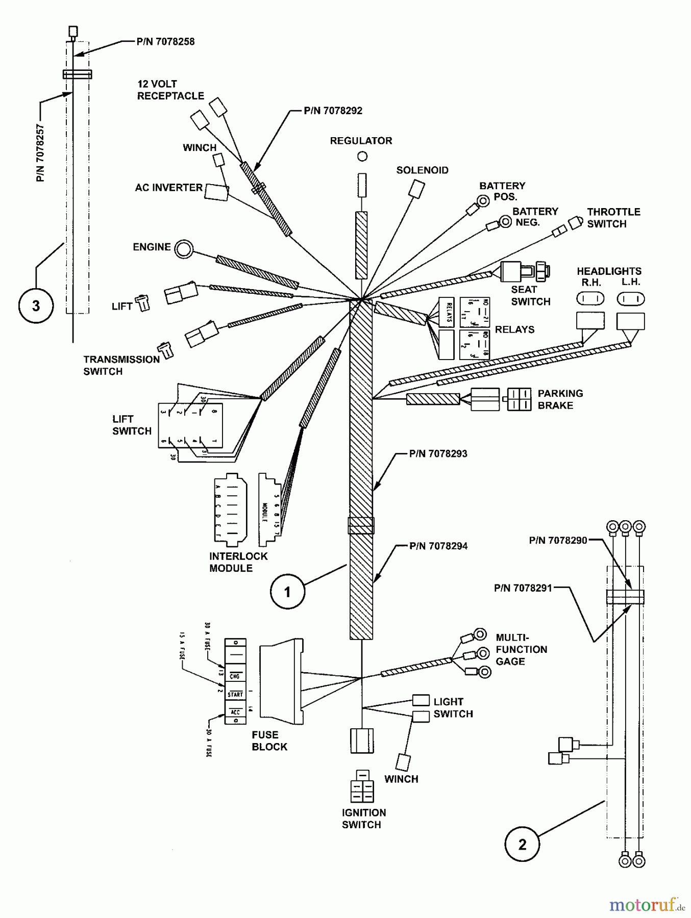  Snapper Utility Vehicles UVG1621BV (7085632) - Snapper Turf Cruiser Utility Vehicle, 16 HP, Series 1 WIRING HARNESS- UV & UVG Models