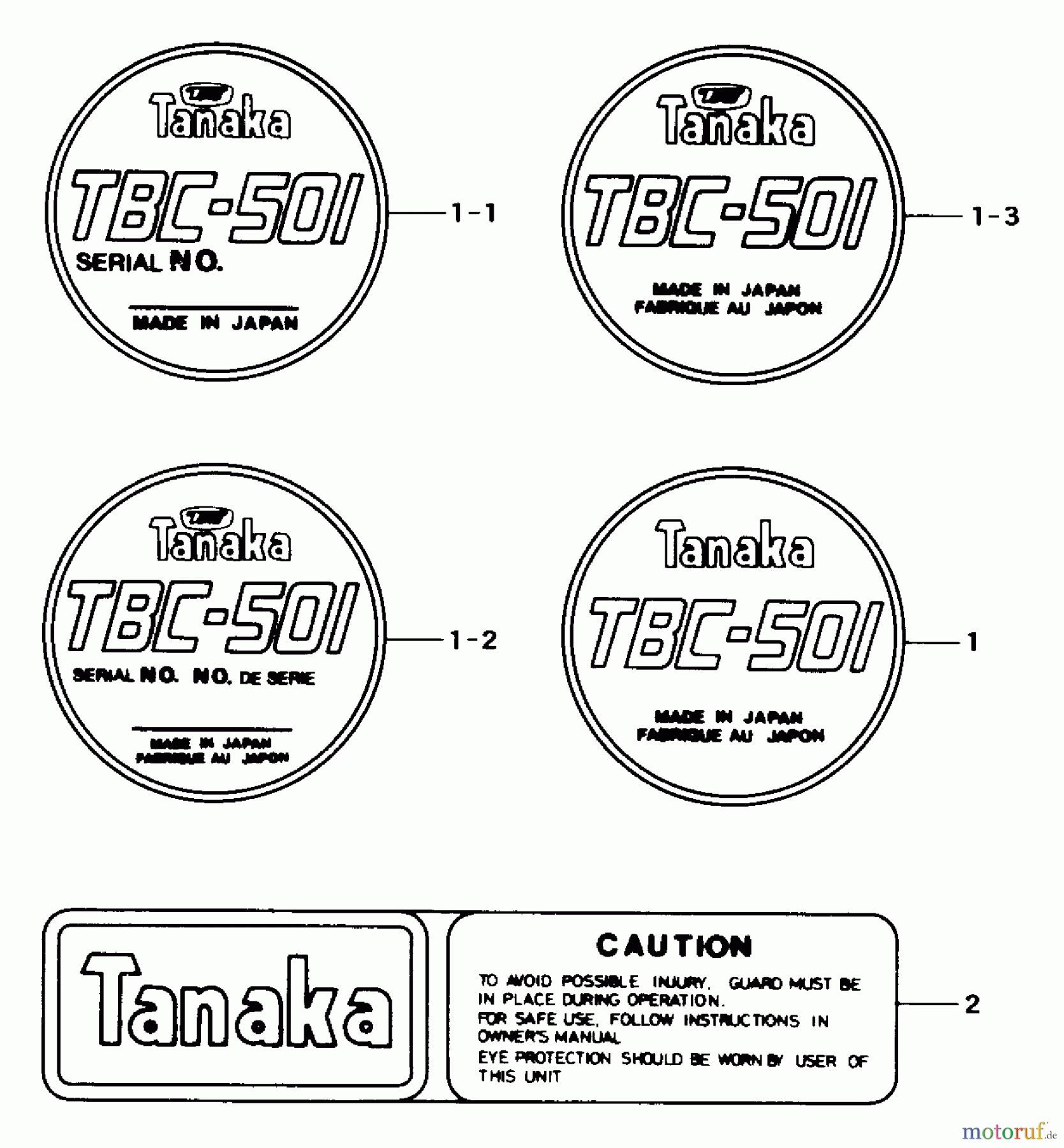  Tanaka Trimmer, Motorsensen TBC-501 - Tanaka Trimmer / Brush Cutter Marks