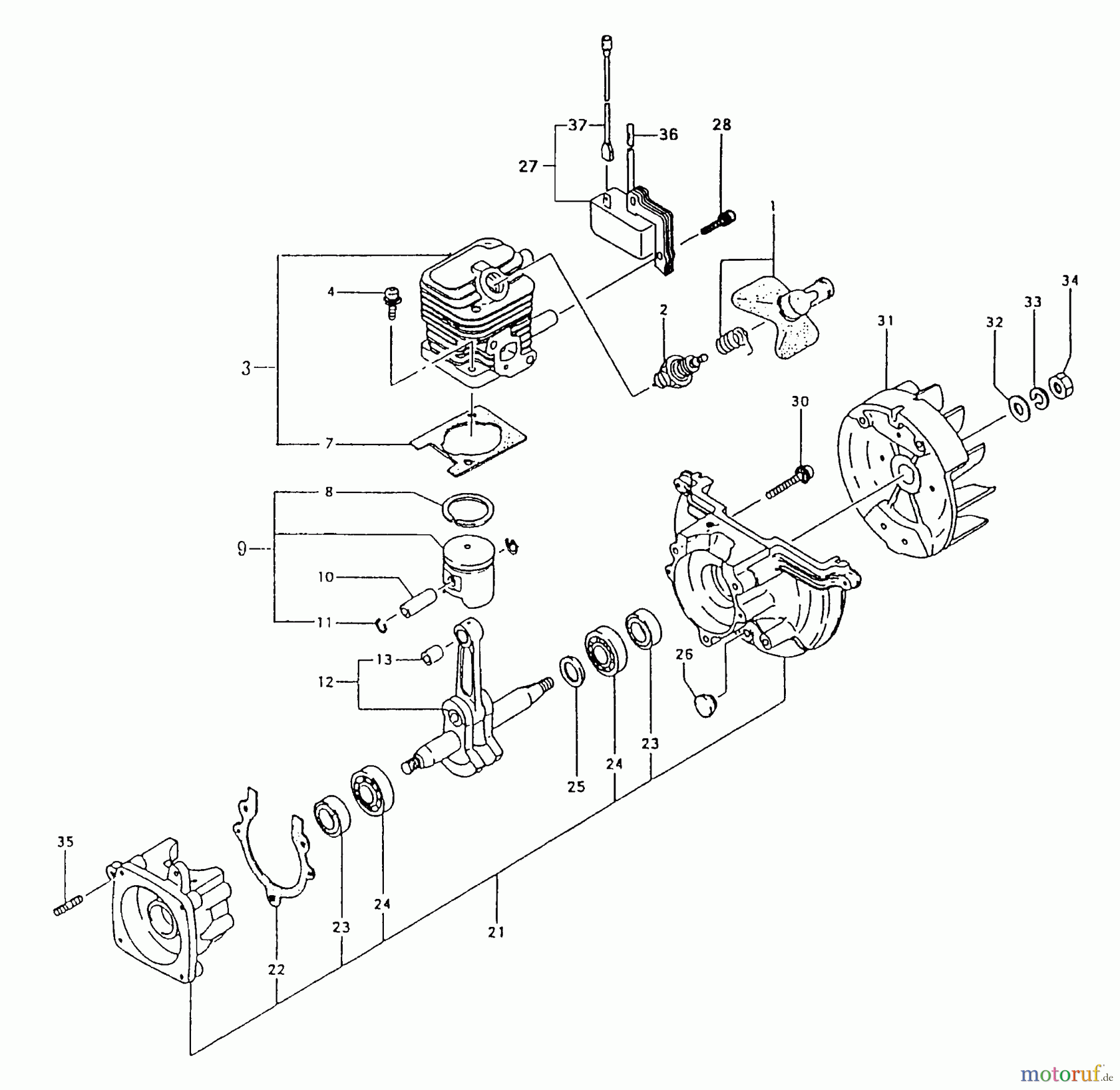  Tanaka Heckenscheeren THT-2100 - Tanaka Hedge Trimmer Engine / Cylinder, Piston, Crankshaft