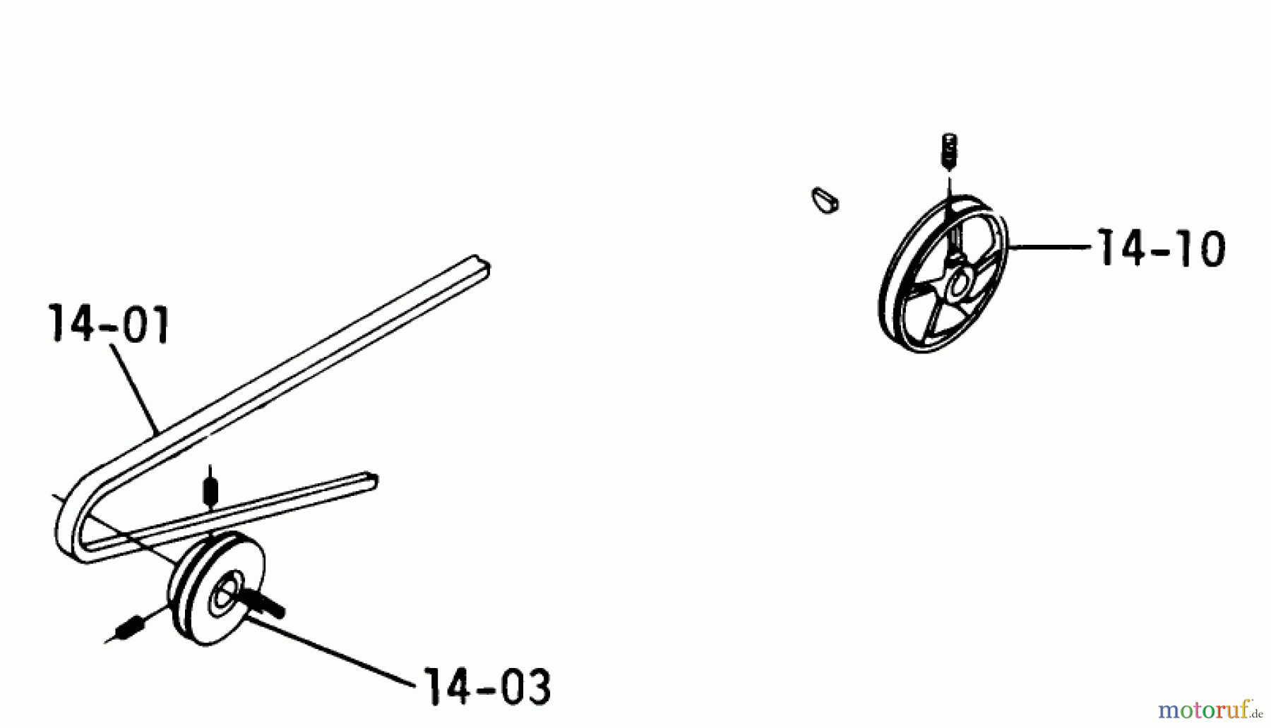  Toro Neu Mowers, Lawn & Garden Tractor Seite 1 2-4300 (A-90) - Toro A-90 Special Tractor, 1974 14.000 DRIVE BELTS & PULLEYS (PLATE 14.1)