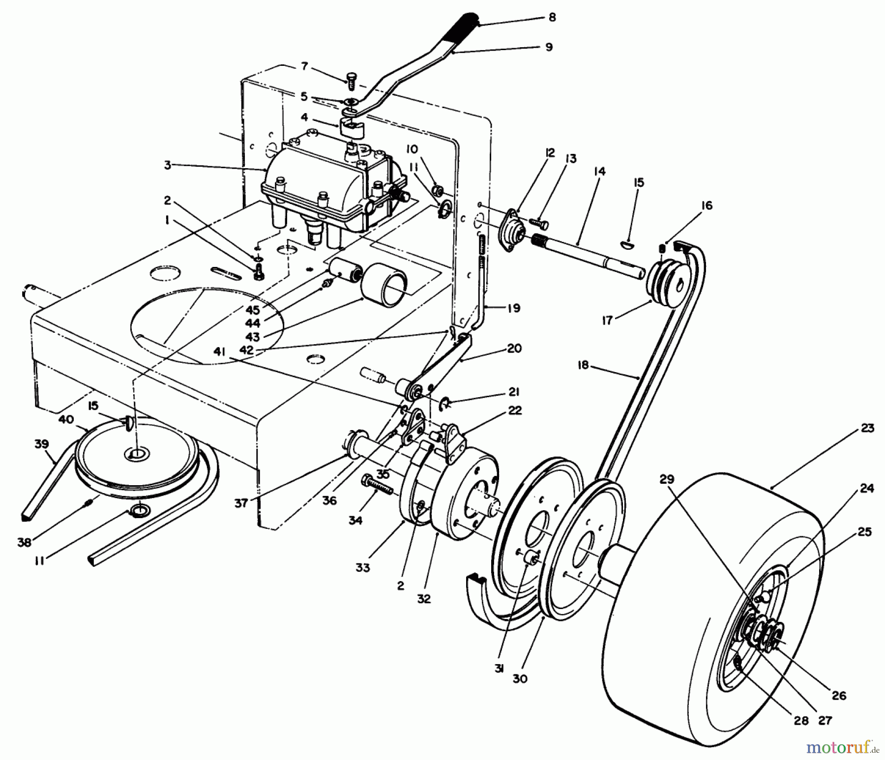  Toro Neu Mowers, Drive Unit Only 30106 - Toro Mid-Size Proline Gear Traction Unit, 12.5 hp, 1990 (0000001-0999999) AXLE ASSEMBLY