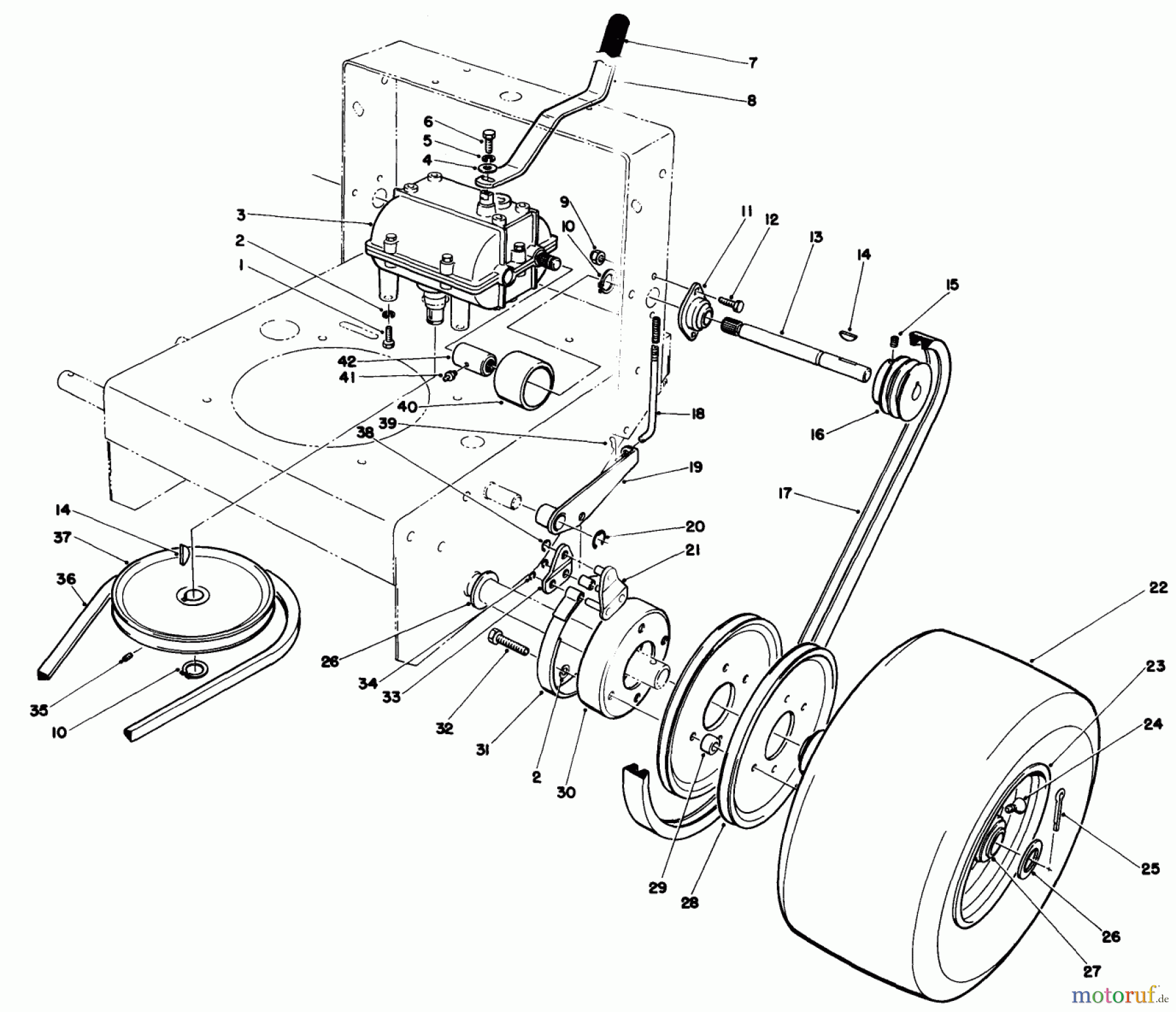 Toro Neu Mowers, Drive Unit Only 30111 - Toro Mid-Size Proline Gear Traction Unit, 11 hp, 1985 (5000001-5999999) AXLE ASSEMBLY