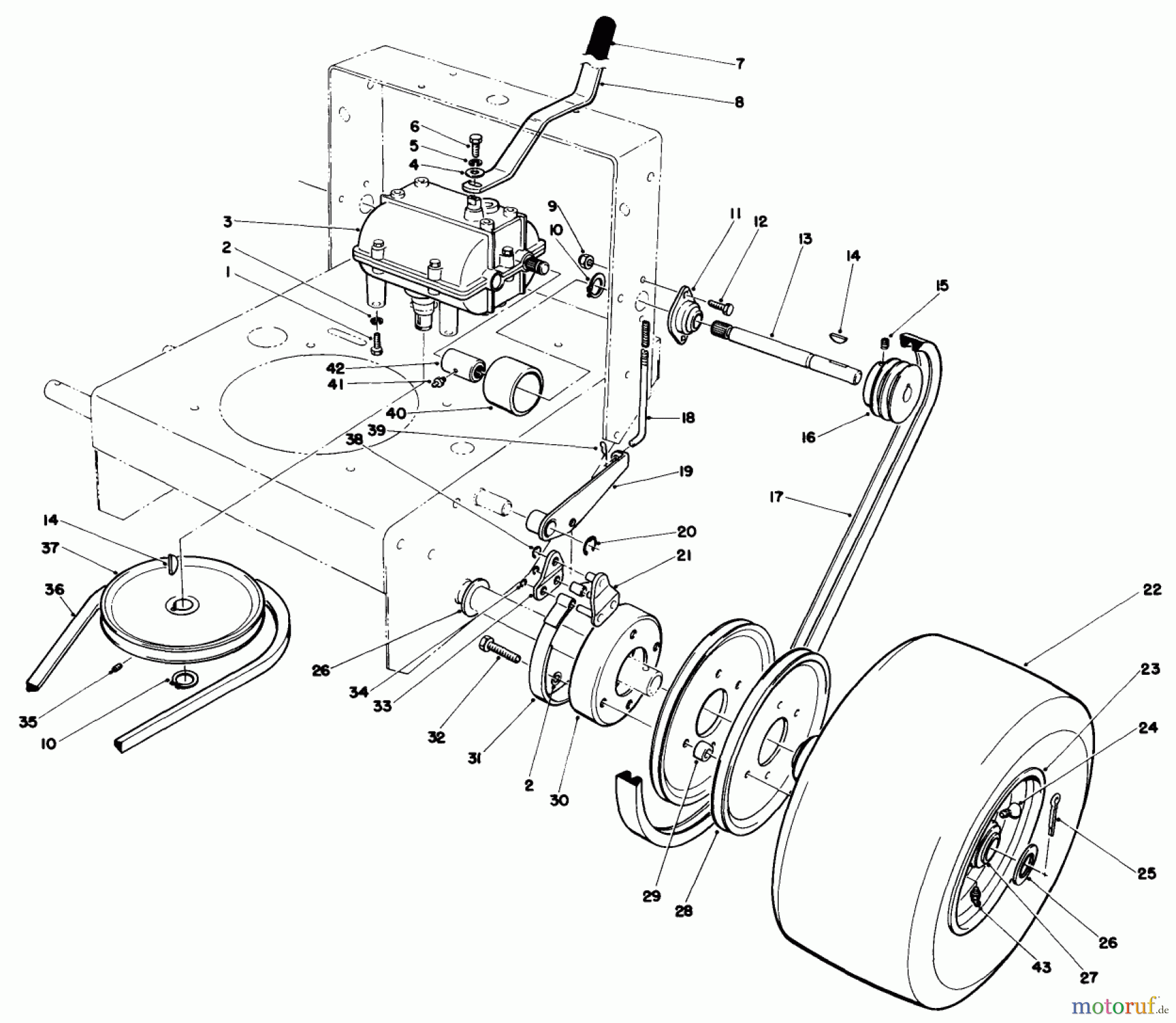  Toro Neu Mowers, Drive Unit Only 30111 - Toro Mid-Size Proline Gear Traction Unit, 11 hp, 1987 (7000001-7999999) AXLE ASSEMBLY