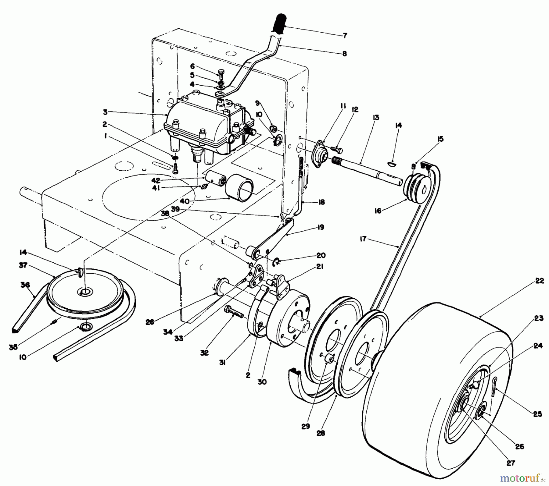  Toro Neu Mowers, Drive Unit Only 30116 - Toro Mid-Size Proline Gear Traction Unit, 16 hp, 1986 (6000001-6999999) AXLE ASSEMBLY