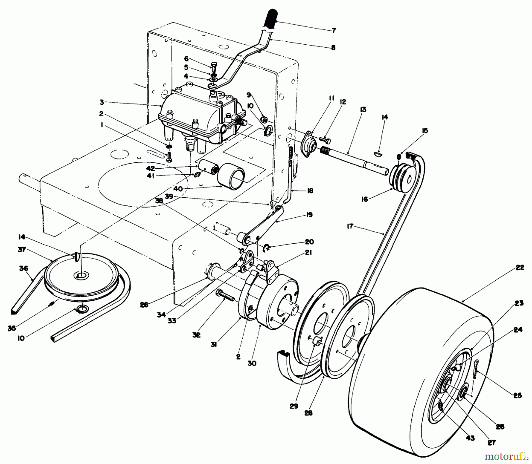  Toro Neu Mowers, Drive Unit Only 30116 - Toro Mid-Size Proline Gear Traction Unit, 16 hp, 1987 (7000001-7999999) AXLE ASSEMBLY