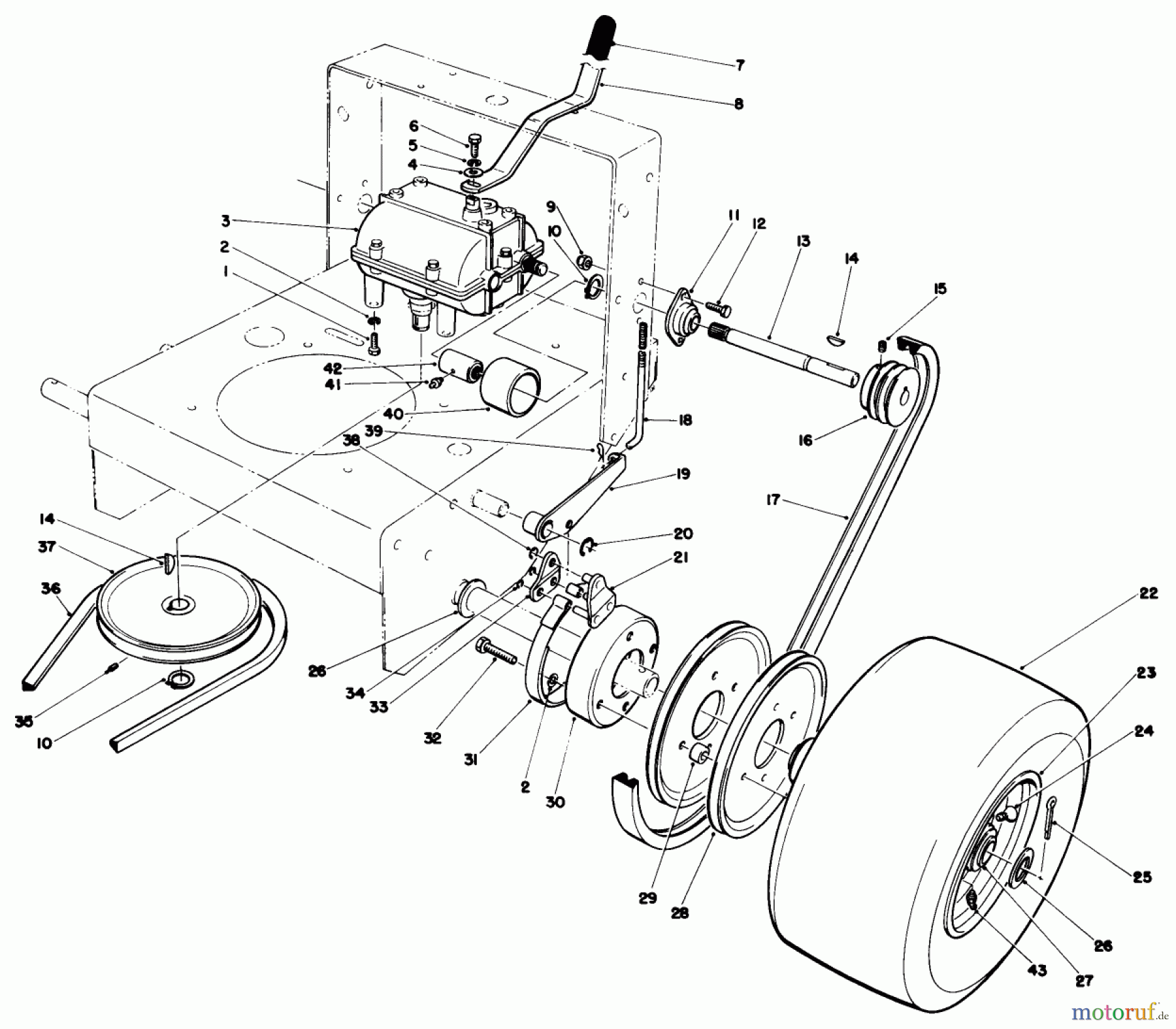  Toro Neu Mowers, Drive Unit Only 30116 - Toro Mid-Size Proline Gear Traction Unit, 16 hp, 1988 (8000001-8999999) AXLE ASSEMBLY