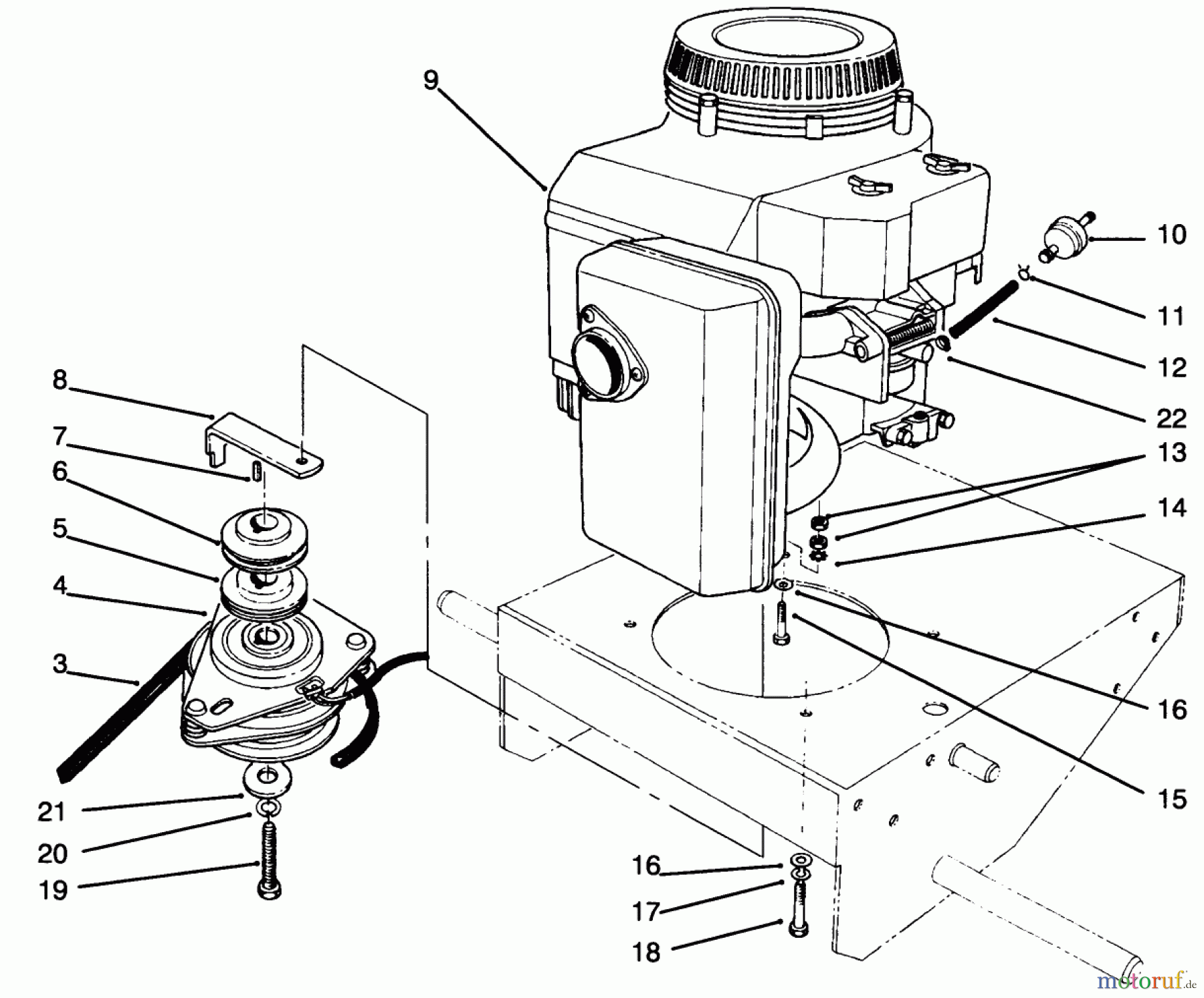Toro Neu Mowers, Drive Unit Only 30165 - Toro Mid-Size Proline Gear Traction Unit, 12.5 hp, 1994 (4900001-4999999) ENGINE & CLUTCH ASSEMBLY