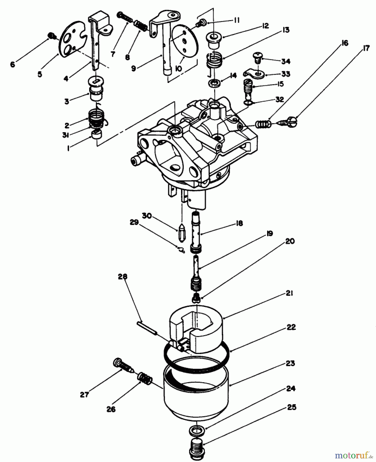 Toro Neu Mowers, Drive Unit Only 30170 - Toro Mid-Size Proline Gear Traction Unit, 12.5 hp, 1991 (1000001-1999999) CARBURETOR ASSEMBLY