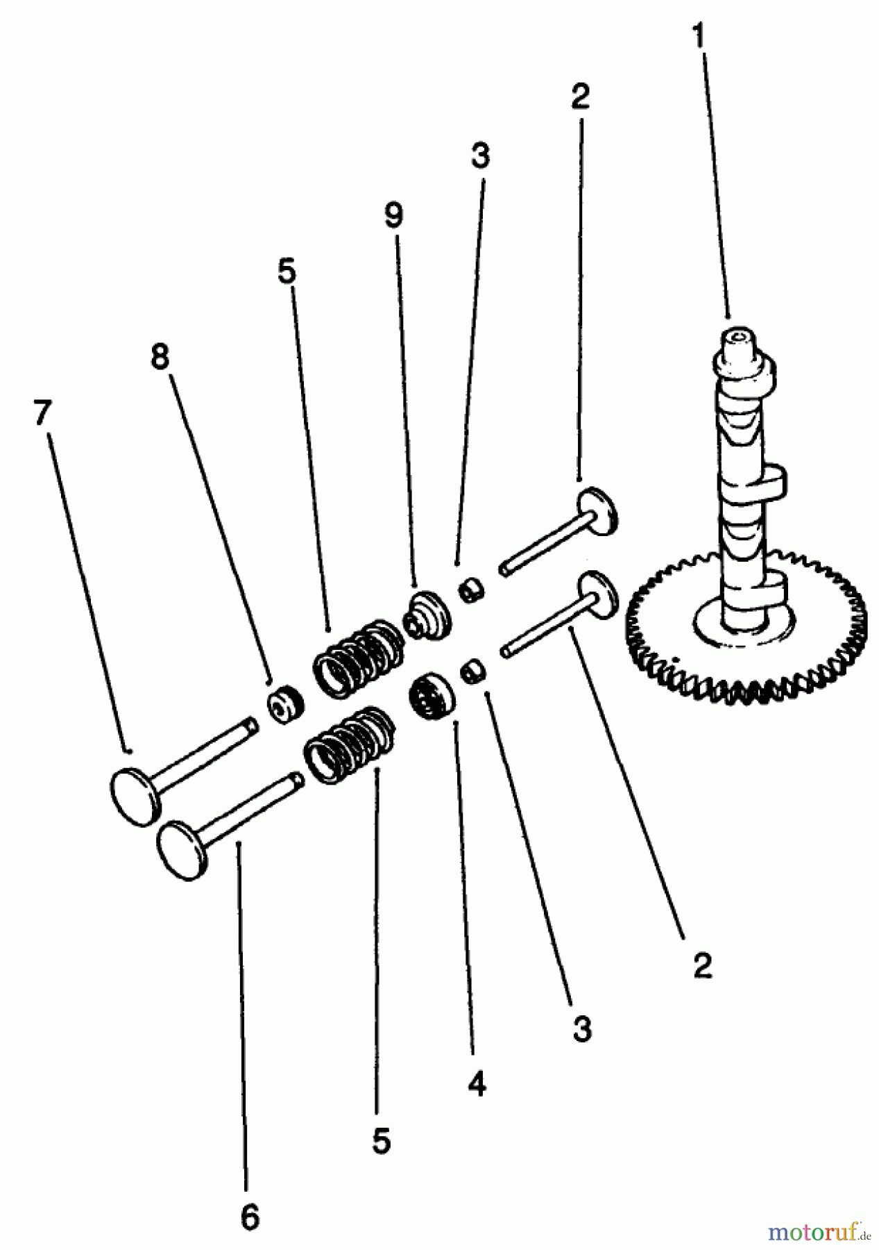  Toro Neu Mowers, Drive Unit Only 30190 - Toro Mid-Size Proline Hydro Traction Unit, 18 hp, 1991 (10000001-19999999) CAMSHAFT & VALVES-KOHLER ENGINE MODEL NO. MV18S-TYPE 58543
