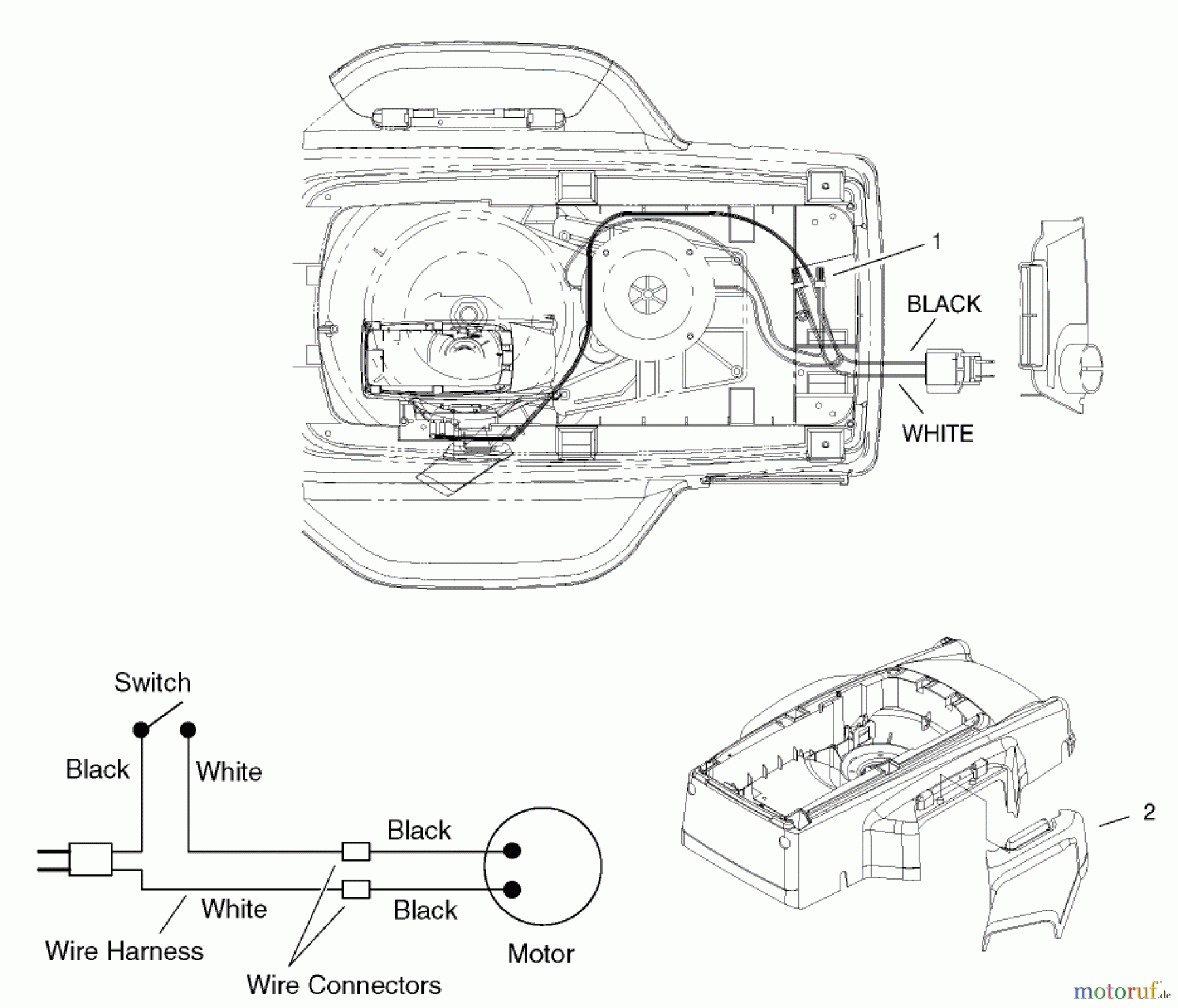  Toro Neu Mowers, Electric 20050 (E120) - Toro Carefree Recycler Electric Mower, E120, 2000 (200000001-200999999) ELECTRICAL WIRING, SCHEMATIC AND DISCHARGE CHUTE ASSEMBLY