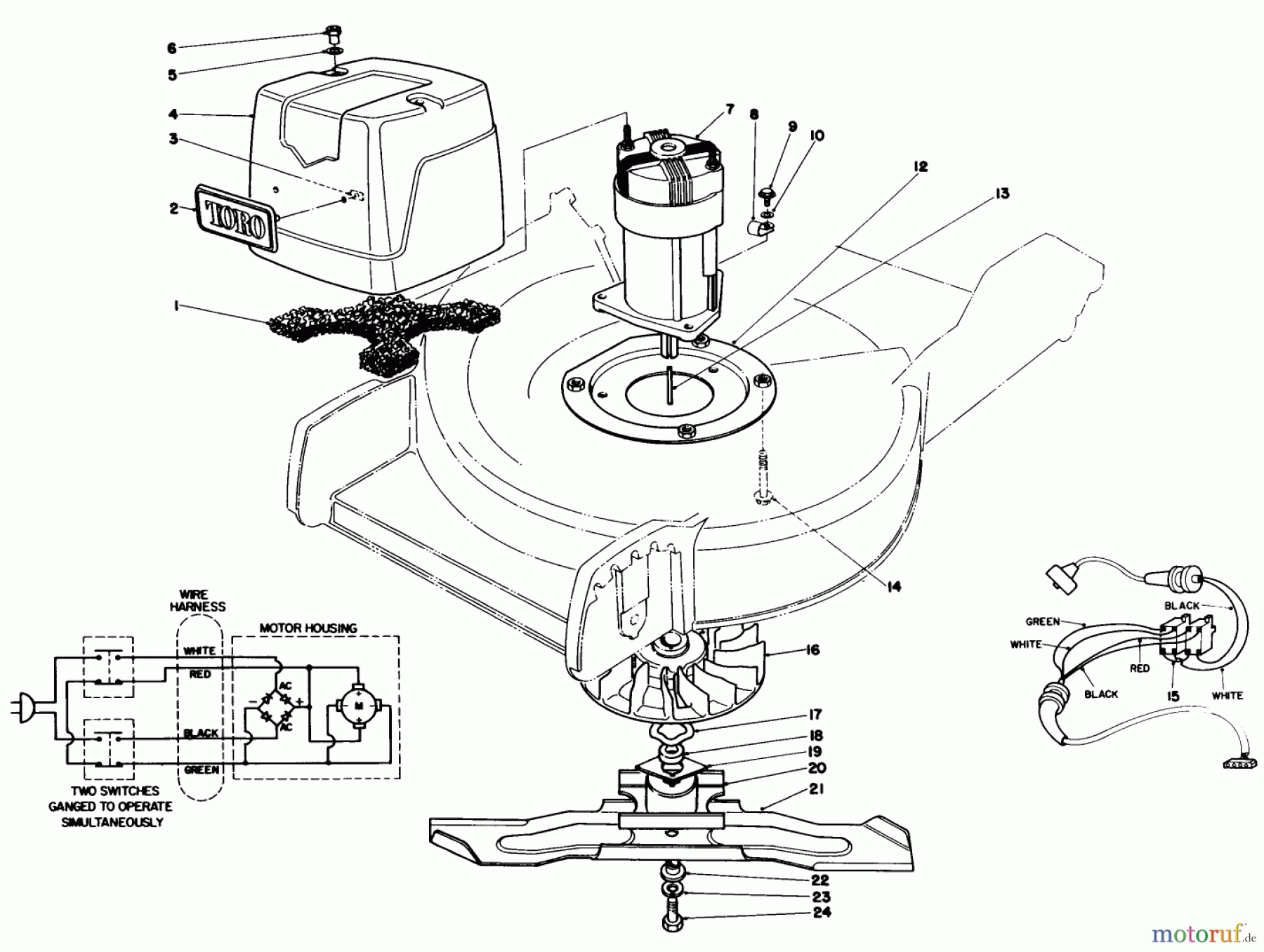  Toro Neu Mowers, Electric 20564 - Toro Electric Lawnmower, 1986 (6000001-6999999) MOTOR & BLADE ASSEMBLY