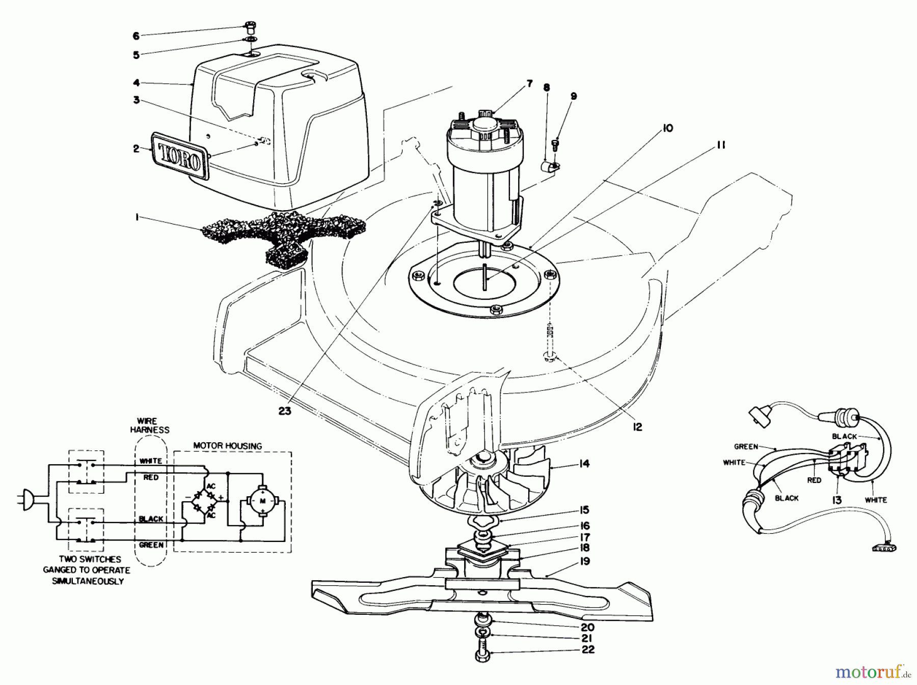  Toro Neu Mowers, Electric 20564 - Toro Electric Lawnmower, 1988 (8000001-8999999) MOTOR & BLADE ASSEMBLY