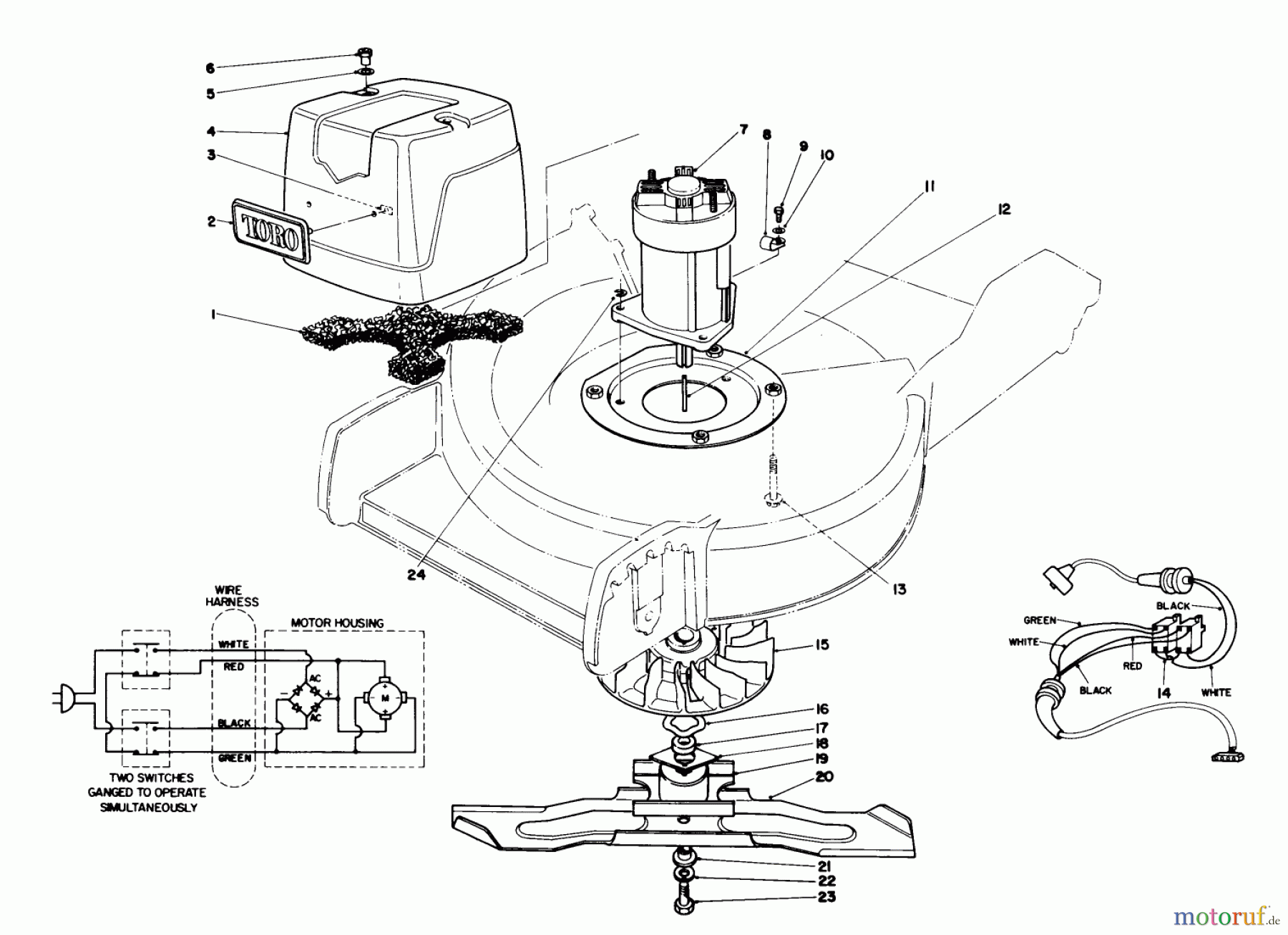  Toro Neu Mowers, Electric 20564C - Toro Electric Lawnmower, 1987 (7000001-7999999) MOTOR & BLADE ASSEMBLY