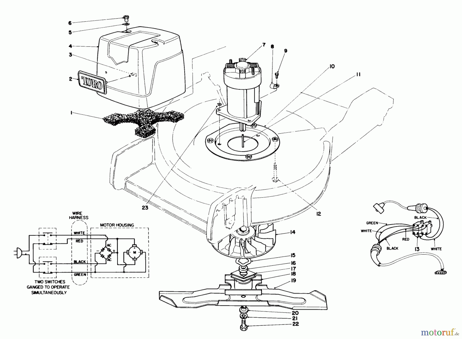  Toro Neu Mowers, Electric 20564C - Toro Electric Lawnmower, 1989 (9000001-9999999) MOTOR & BLADE ASSEMBLY