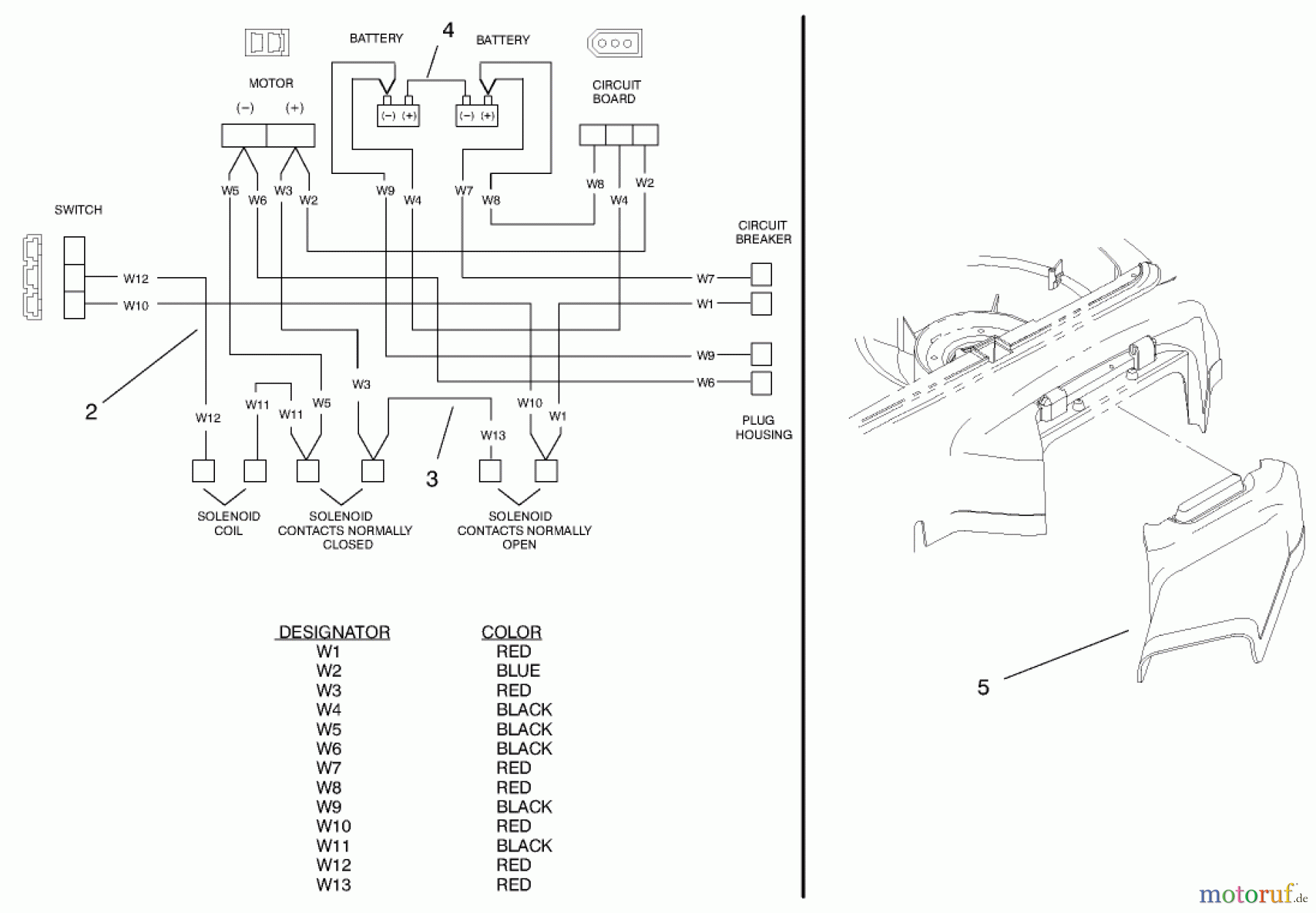  Toro Neu Mowers, Electric 20647 - Toro Carefree Electric WPM, 24 VDC, 1997 (7900001-7999999) ELECTRICAL WIRE DIAGRAM AND SIDE DISCHARGE CHUTE