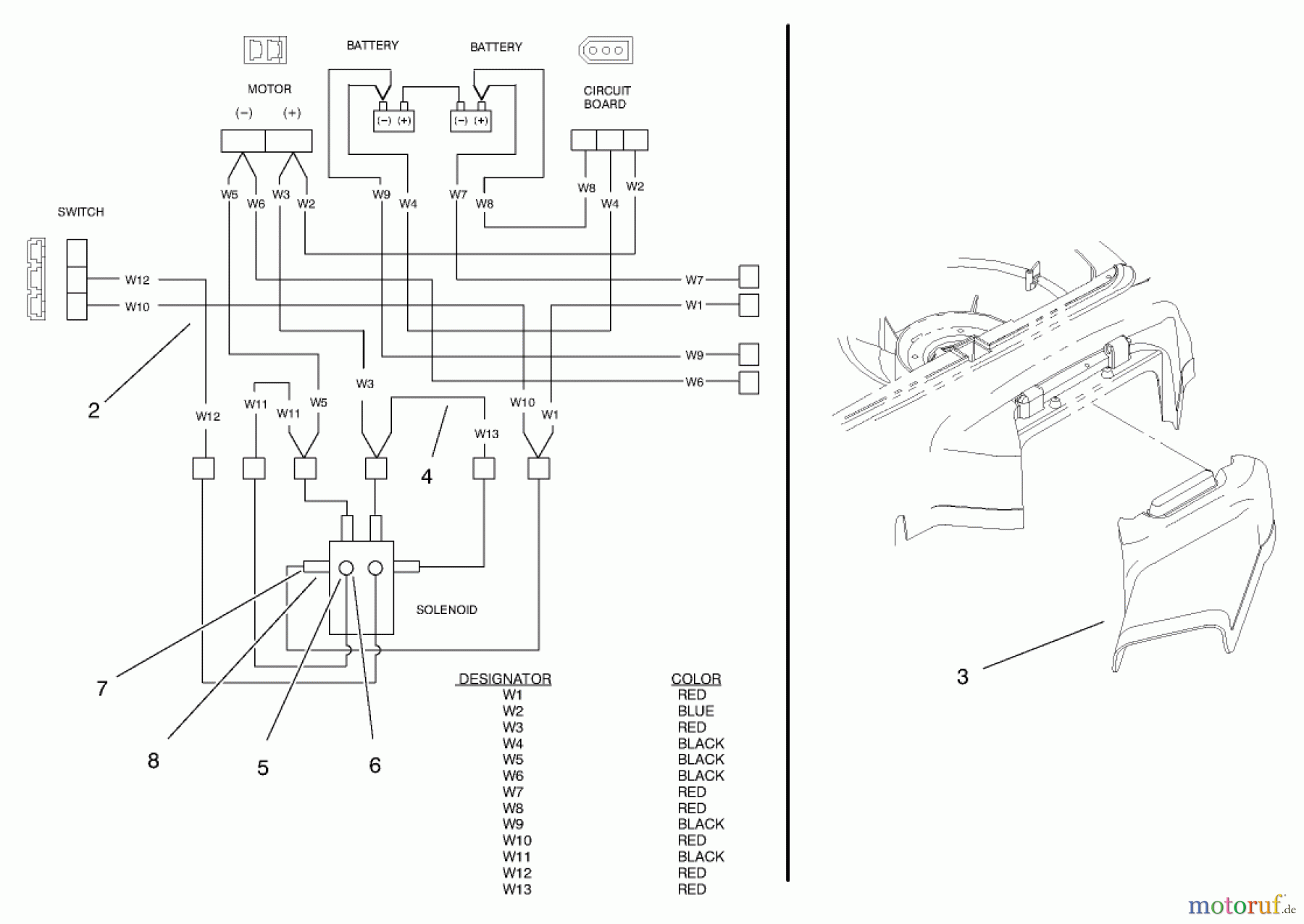  Toro Neu Mowers, Electric 20648 - Toro Carefree Electric WPM, 24 VDC, 1998 (89000001-89999999) ELECTRICAL WIRE DIAGRAM AND SIDE DESCHARGE CHUTE