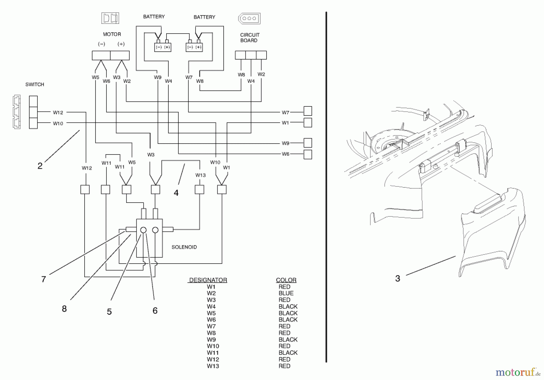  Toro Neu Mowers, Electric 20650 - Toro Carefree Recycler Electric Mower, E36, 1999 (99000001-99999999) ELECTRICAL WIRING DIAGRAM AND SIDE DISCHARGE CHUTE