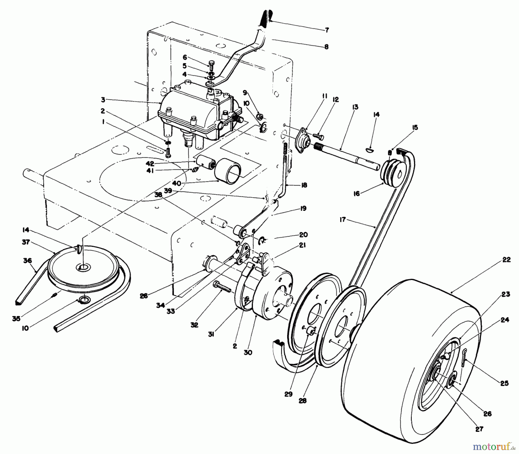  Toro Neu Mowers, Drive Unit Only 30113 - Toro Mid-Size Proline Gear Traction Unit, 8 hp, 1985 (5000001-5999999) AXLE ASSEMBLY