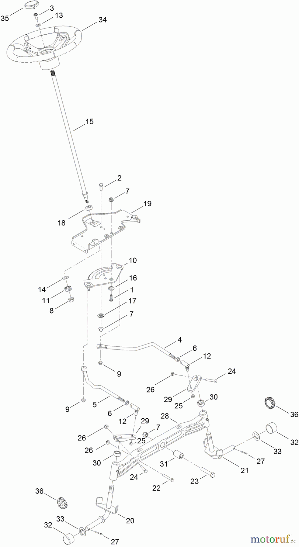  Toro Neu Mowers, Lawn & Garden Tractor Seite 1 13AX90RS848 (LX423) - Toro LX423 Lawn Tractor, 2011 (1-1) STEERING AND FRONT AXLE ASSEMBLY