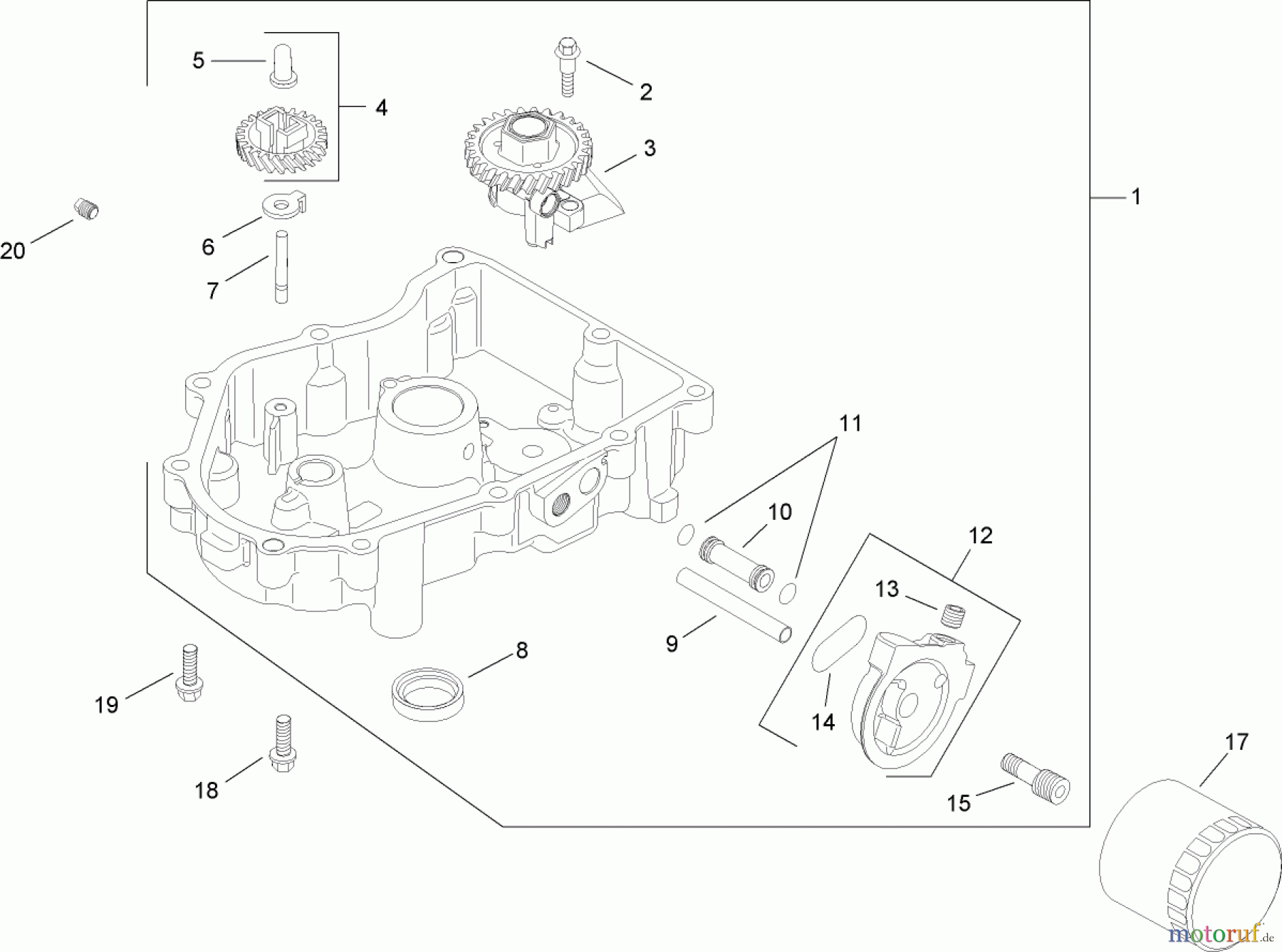  Toro Neu Mowers, Lawn & Garden Tractor Seite 1 14AQ81RP048 (GT2200) - Toro GT2200 Garden Tractor, 2008 (SN 1-) OIL PAN AND LUBRICATION ASSEMBLY KOHLER SV730-0018