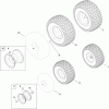 Toro 14AQ94RP848 (GT2200) - GT2200 Garden Tractor, 2011 (1-1) Ricambi FRONT AND REAR WHEEL ASSEMBLY
