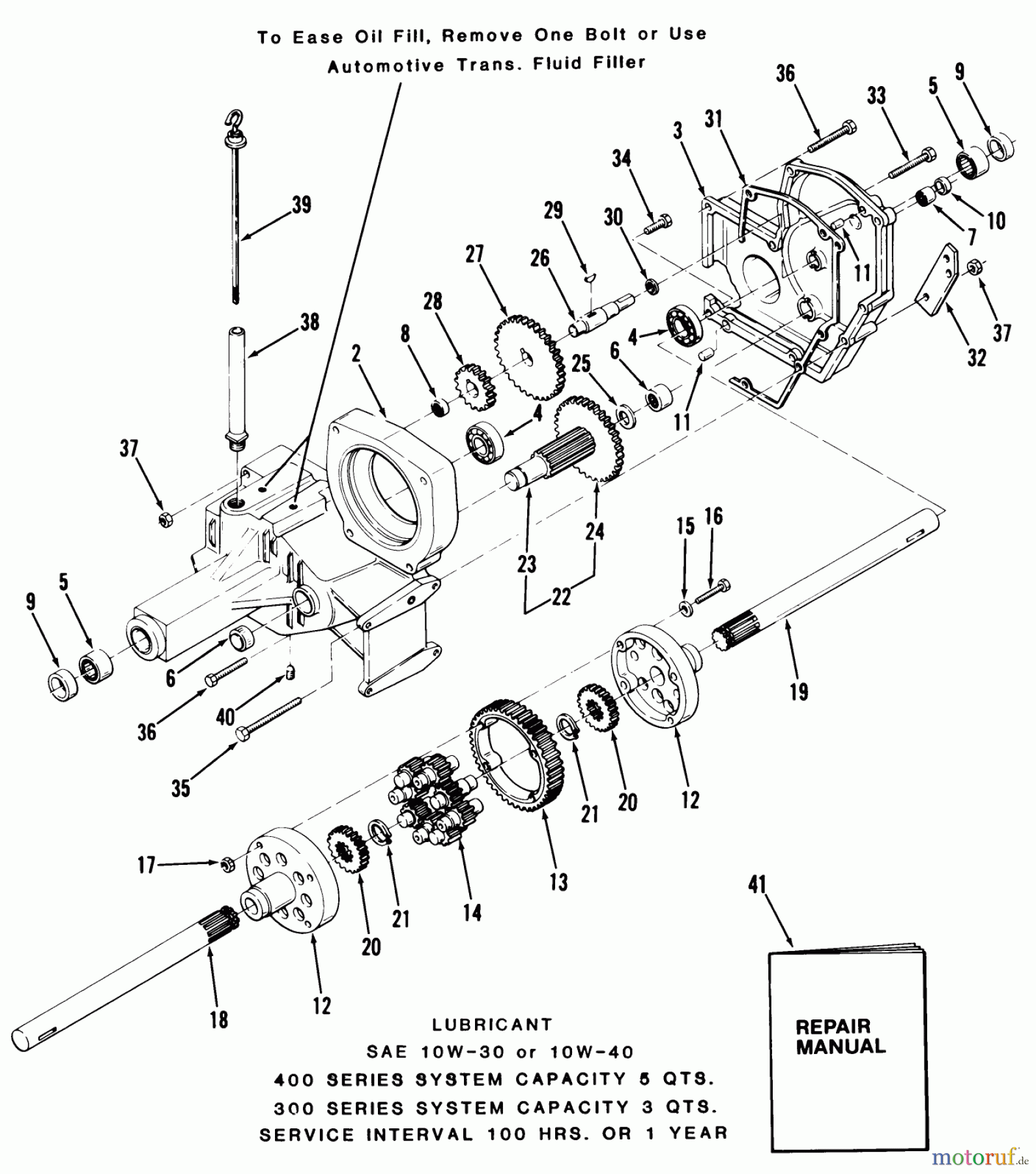  Toro Neu Mowers, Lawn & Garden Tractor Seite 1 31-17K801 (417-8) - Toro 417-8 Garden Tractor, 1985 TRANSAXLE-300/400 SERIES