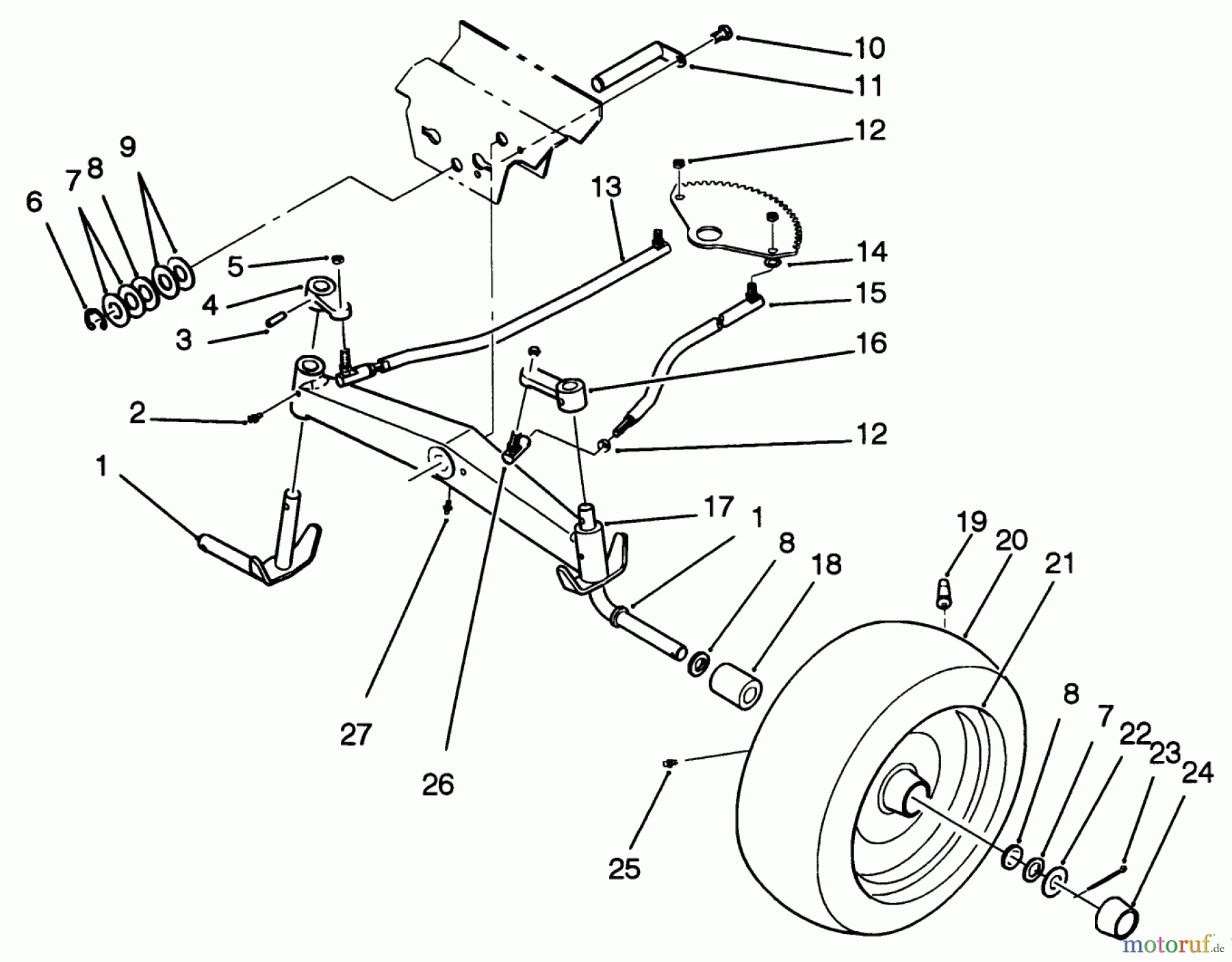  Toro Neu Mowers, Lawn & Garden Tractor Seite 1 22-14OE02 (244-H) - Toro 244-H Yard Tractor, 1992 (2000001-2999999) FRONT AXLE ASSEMBLY