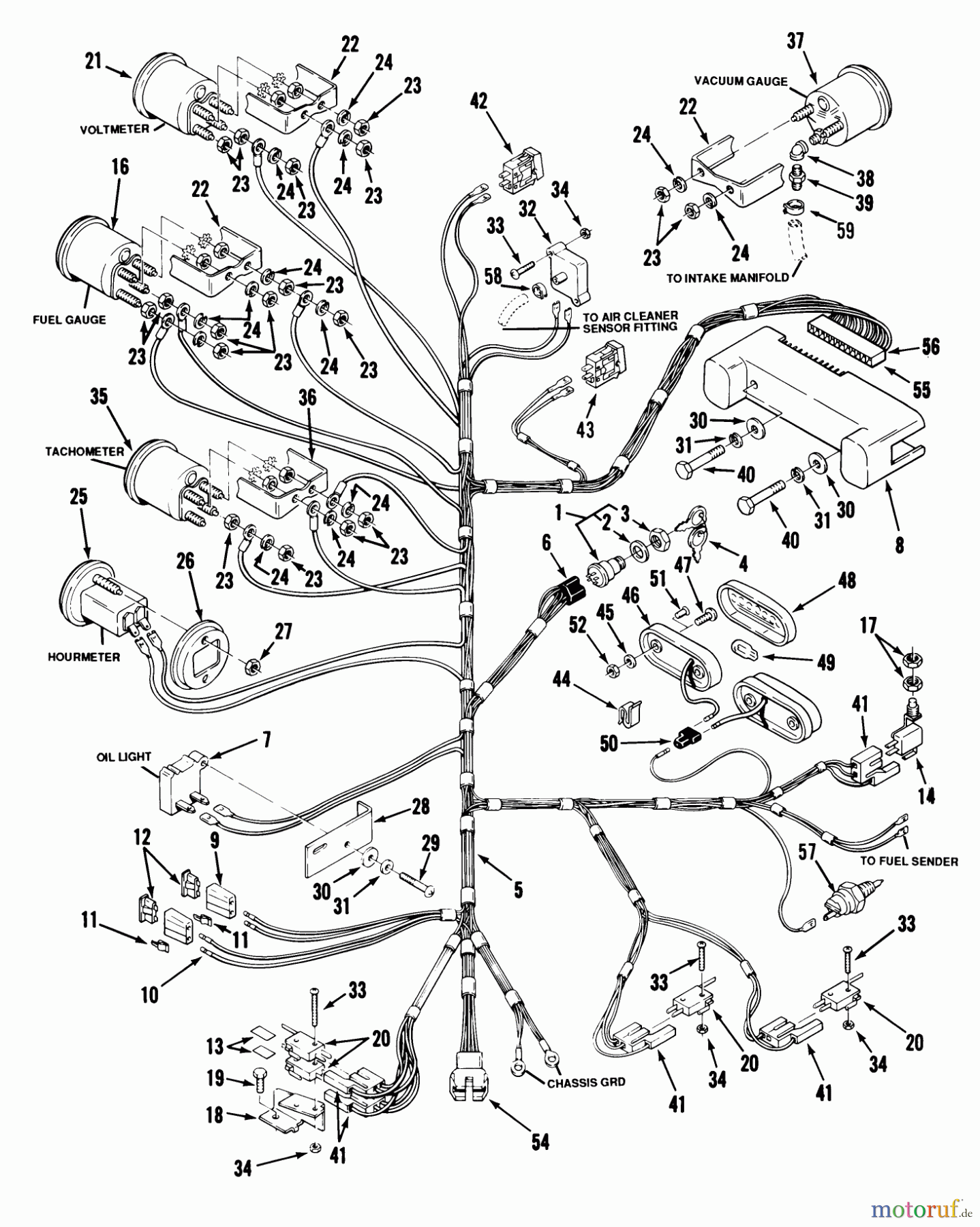  Toro Neu Mowers, Lawn & Garden Tractor Seite 1 31-20OE02 (520-H) - Toro 520-H Garden Tractor, 1989 ELECTRICAL SYSTEM #1