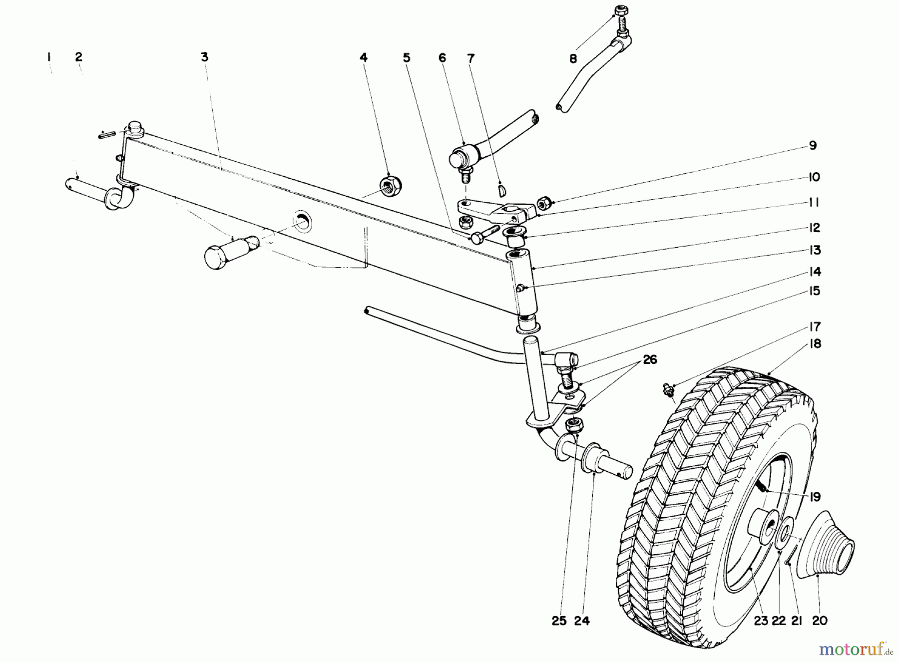  Toro Neu Mowers, Lawn & Garden Tractor Seite 1 55051 (800) - Toro 800 Electric Lawn Tractor, 1970 (0000001-0999999) FRONT AXLE ASSEMBLY