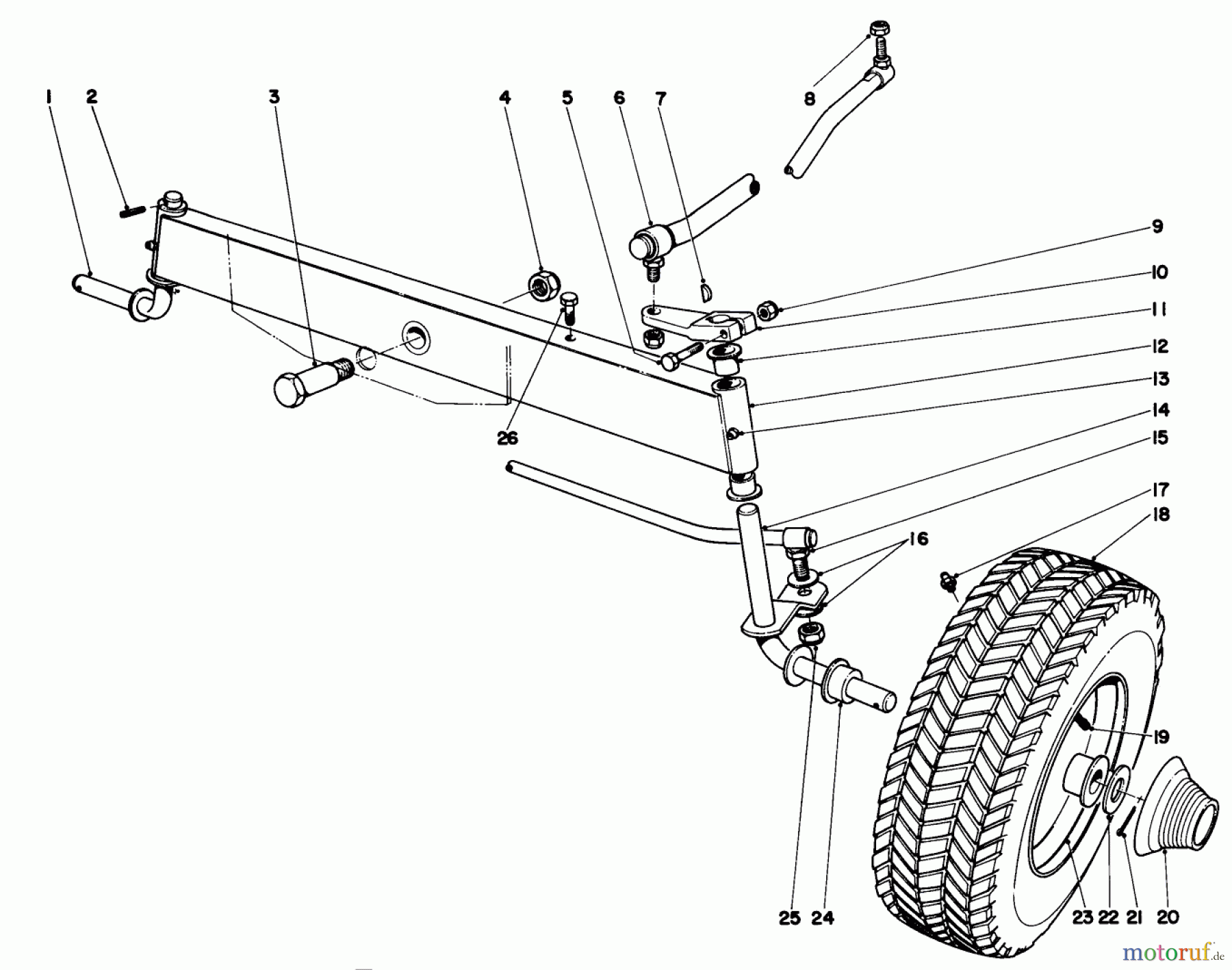  Toro Neu Mowers, Lawn & Garden Tractor Seite 1 55166 (880) - Toro 880 Electric Tractor, 1972 (2000001-2999999) FRONT AXLE ASSEMBLY